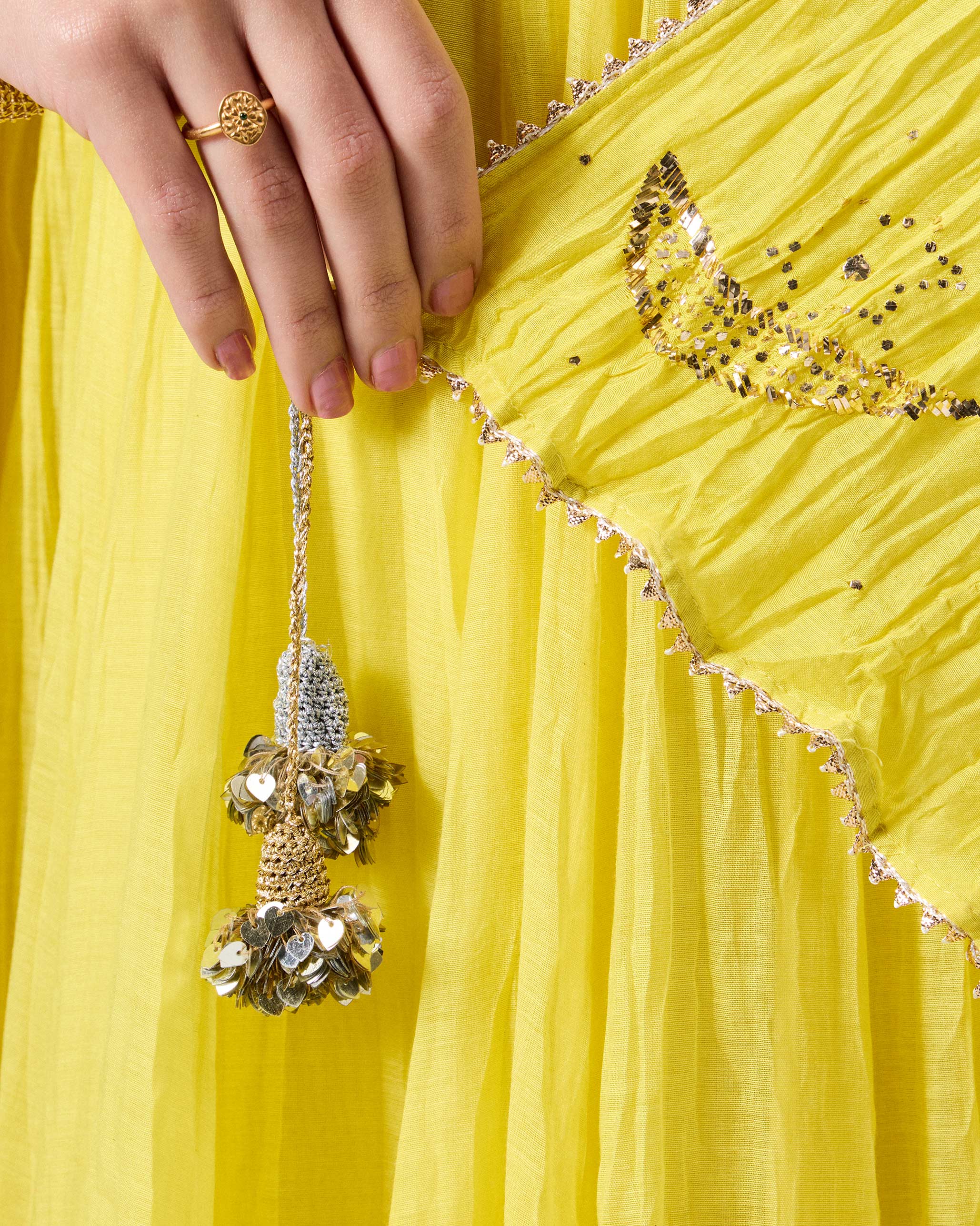 Shanti Dupatta - Yellow Embroidered