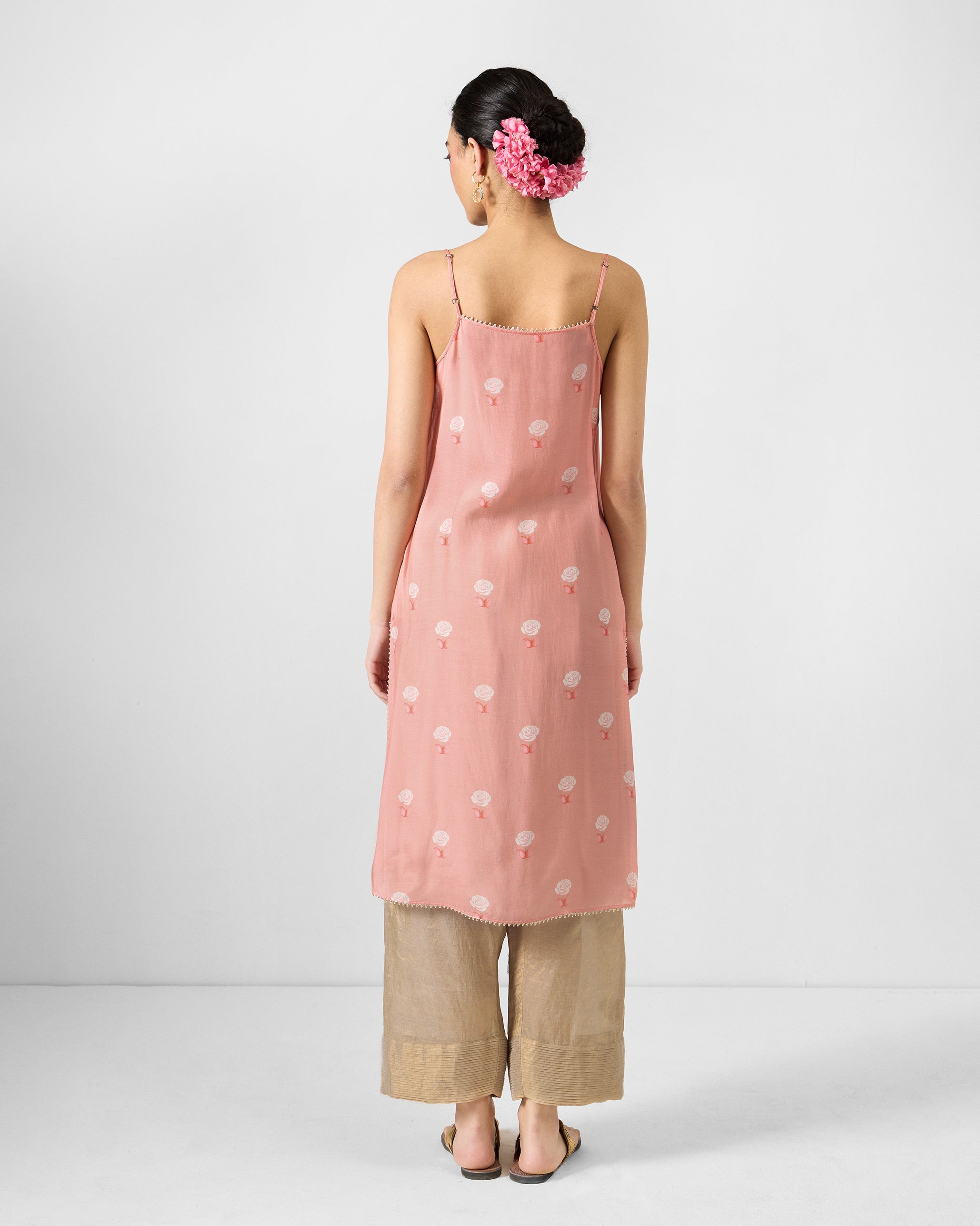 Sukhna Kurta with Slip - Pink Embroidered