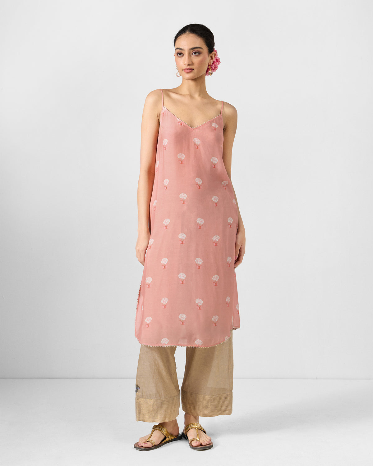 Sukhna Kurta with Slip - Pink Embroidered