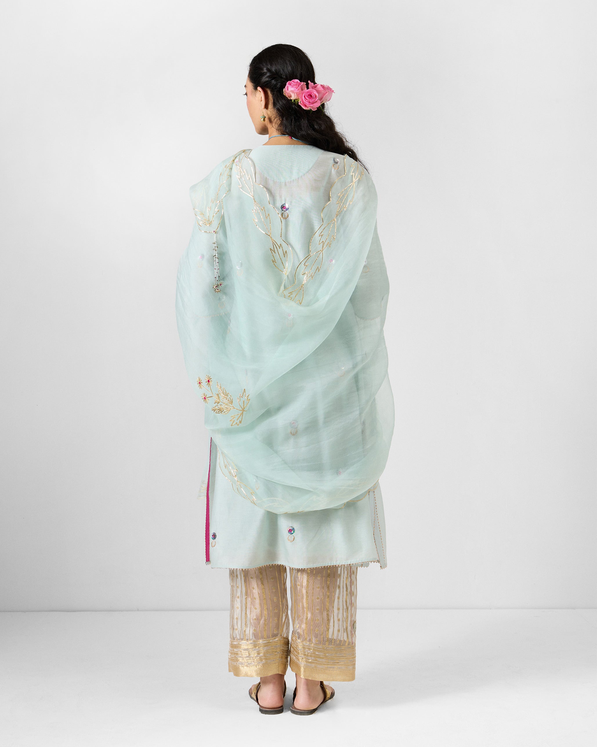 Kasara Dupatta - Powder Blue