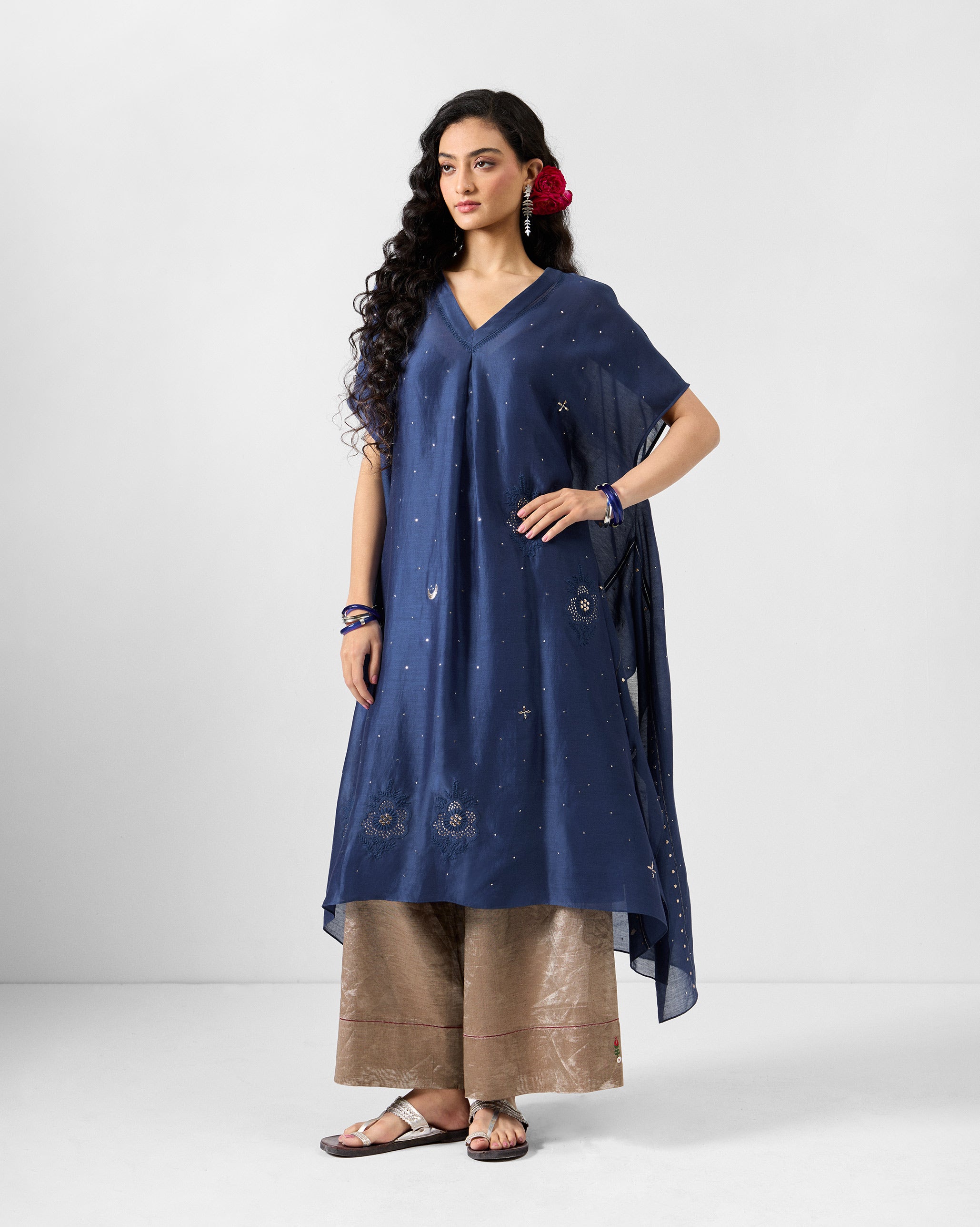 Koyna Kaftan - Indigo Embroidered