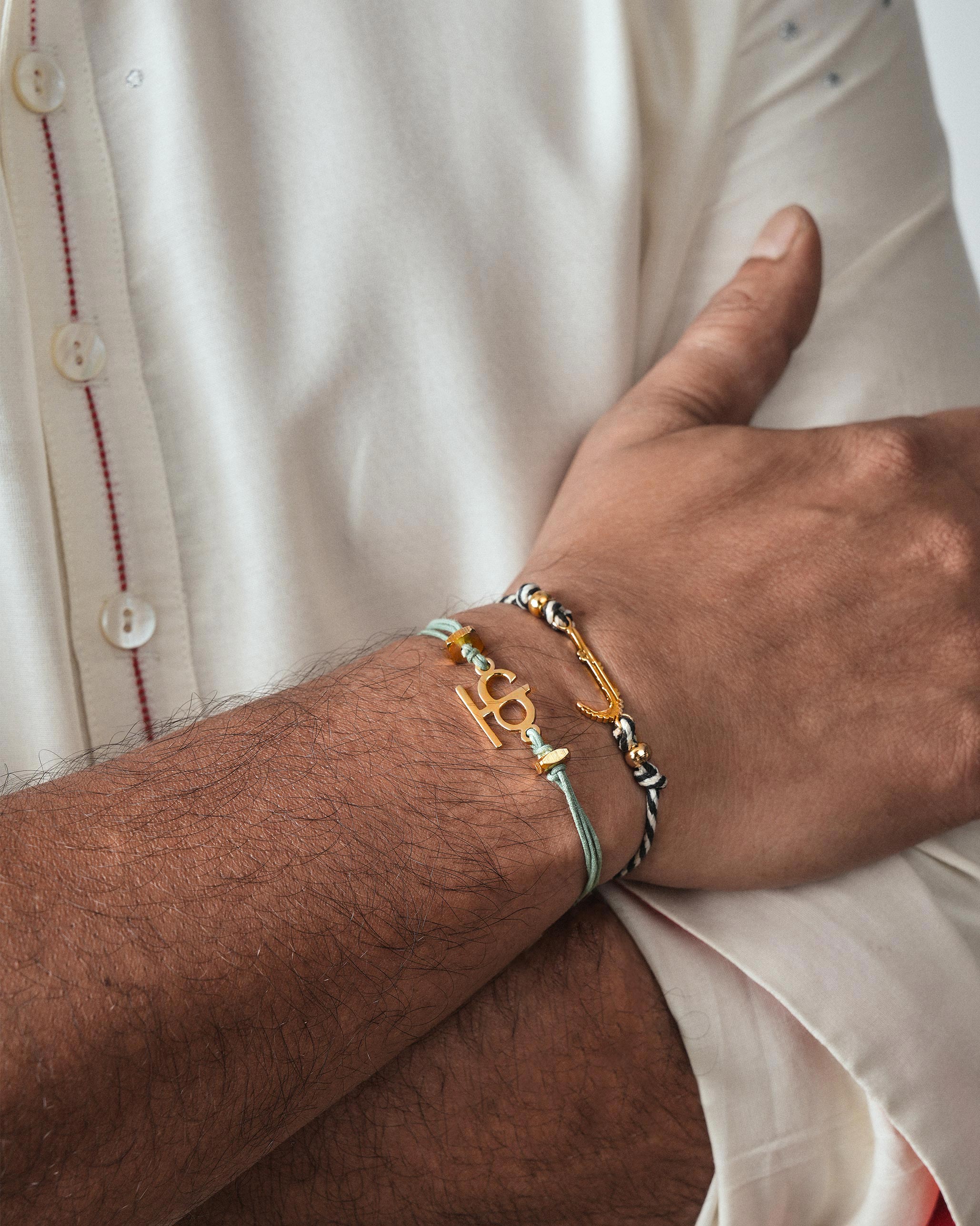 Croc Rakhi - Charcoal & White Stripes