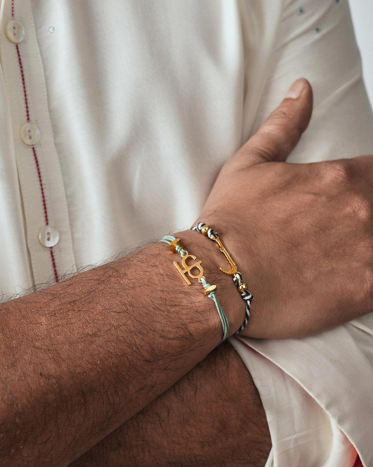 Croc Rakhi - Charcoal & White Stripes