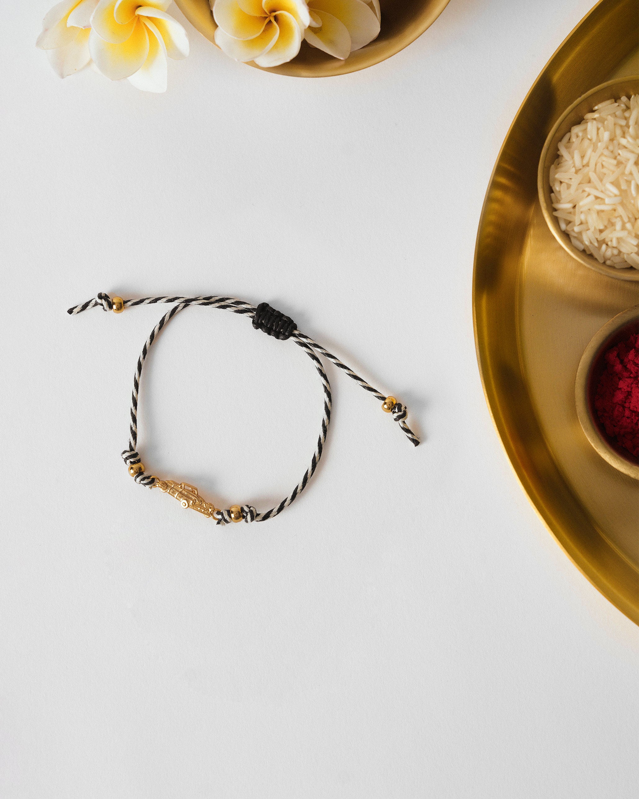 Vintage Car Rakhi - Charcoal & White Stripes