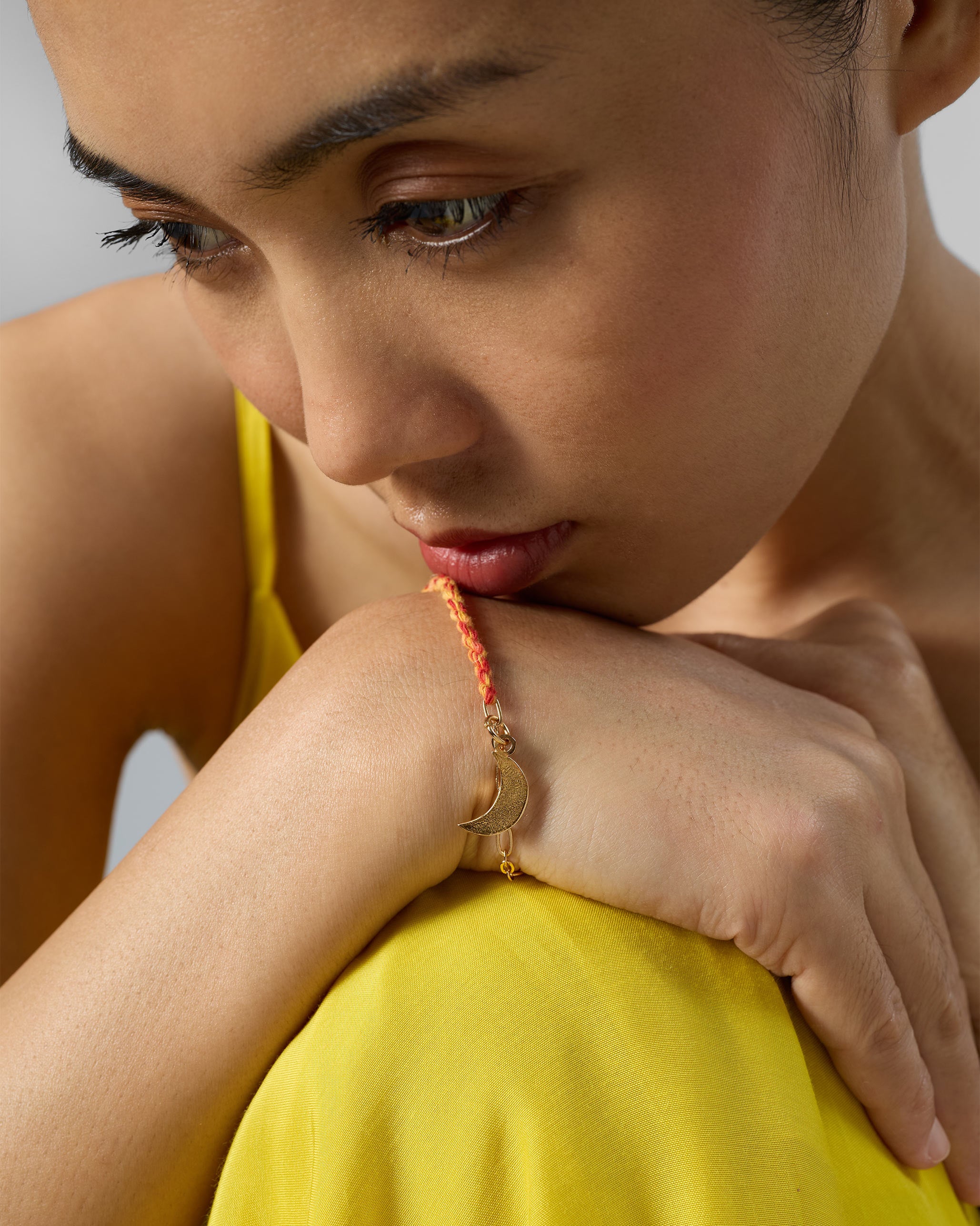 Crescent Charmlet - Gold & Red