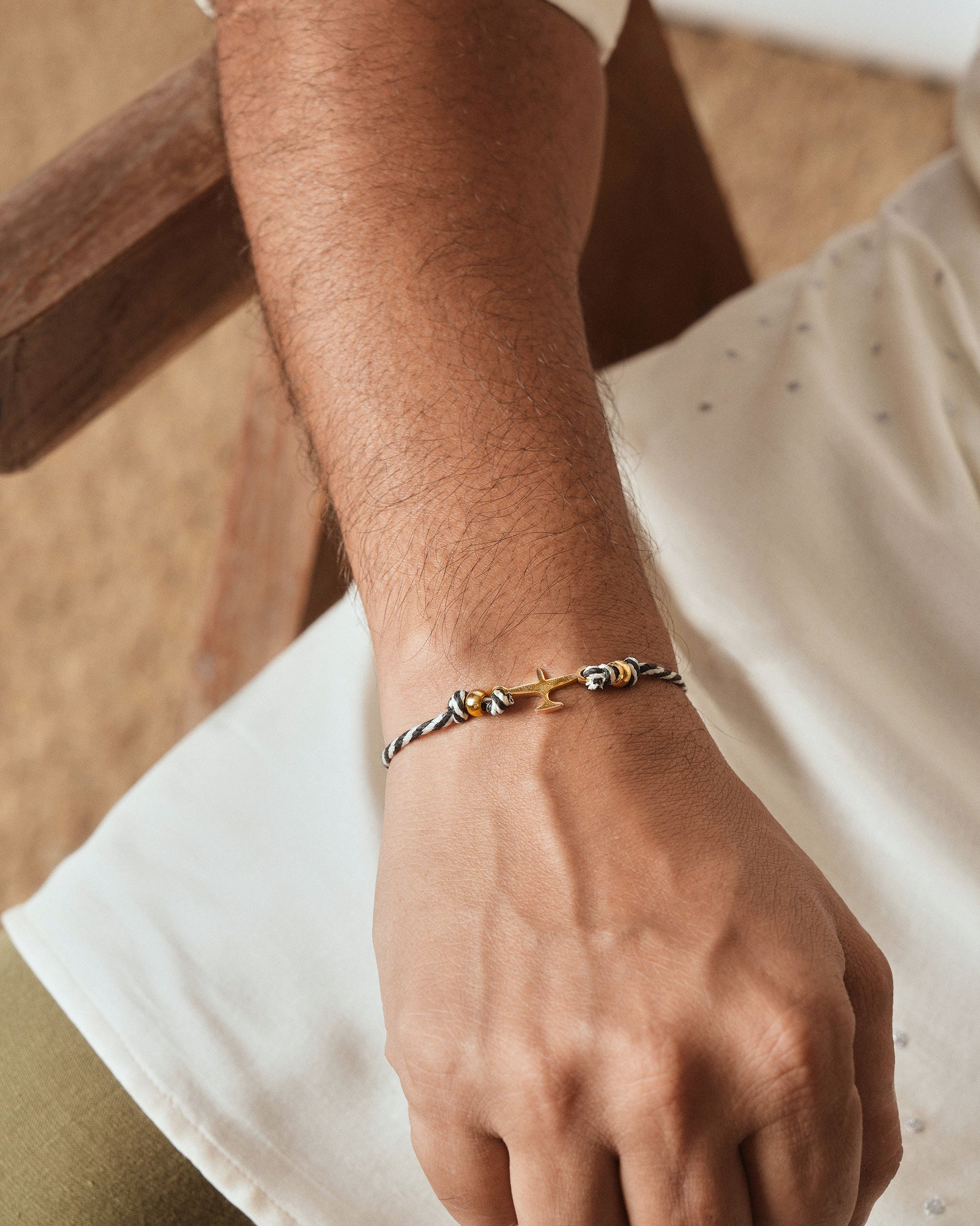 Airplane Rakhi - Charcoal & White Stripes