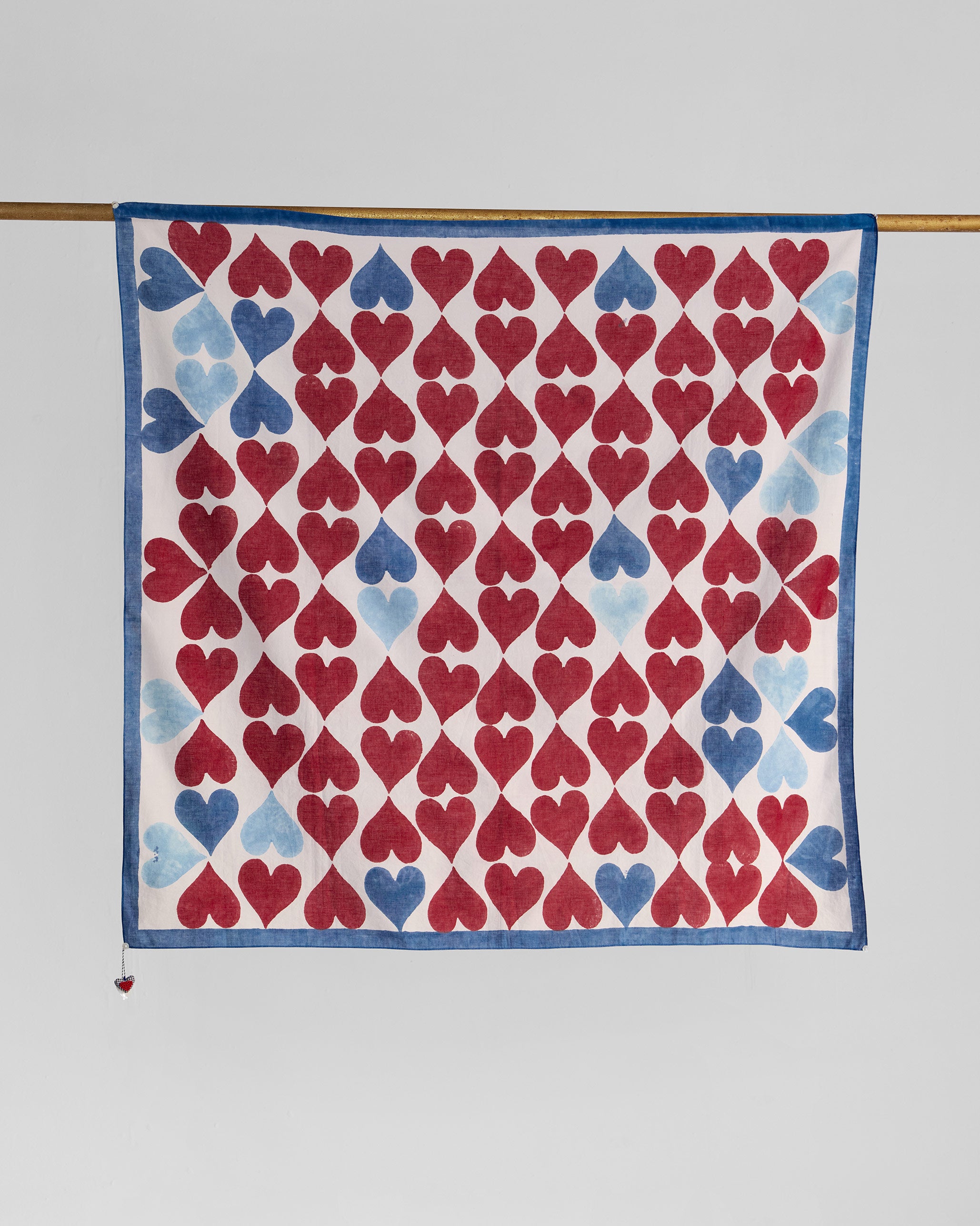 Floating Hearts Scarf - Red & Blue