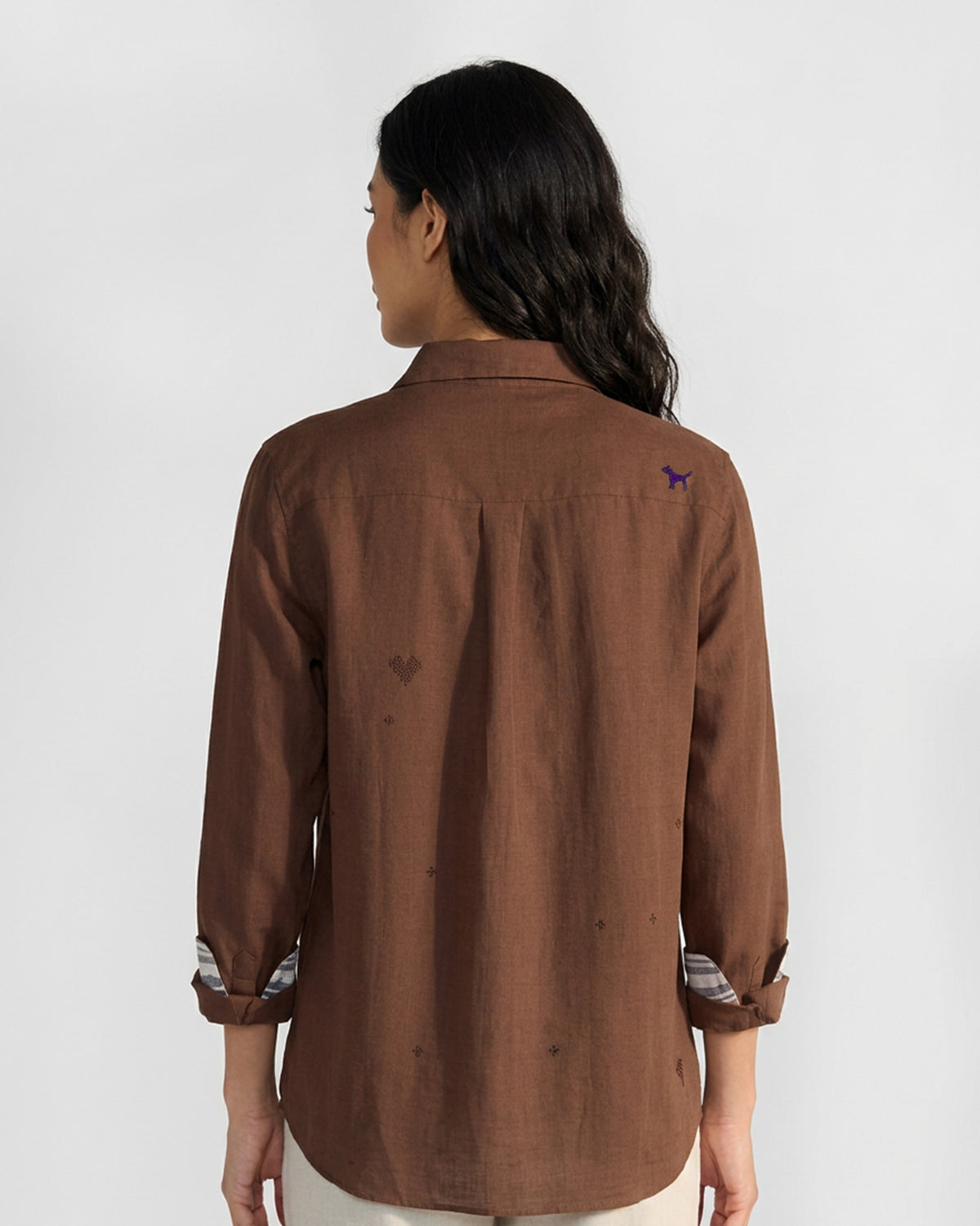 Classic Shirt - Brown Embroidered