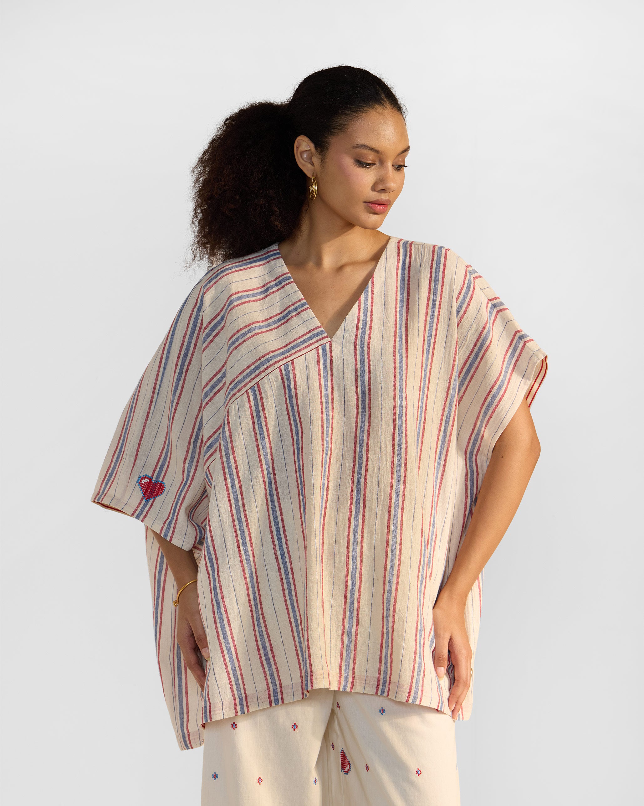 Savi Top - Red & Ivory Stripes