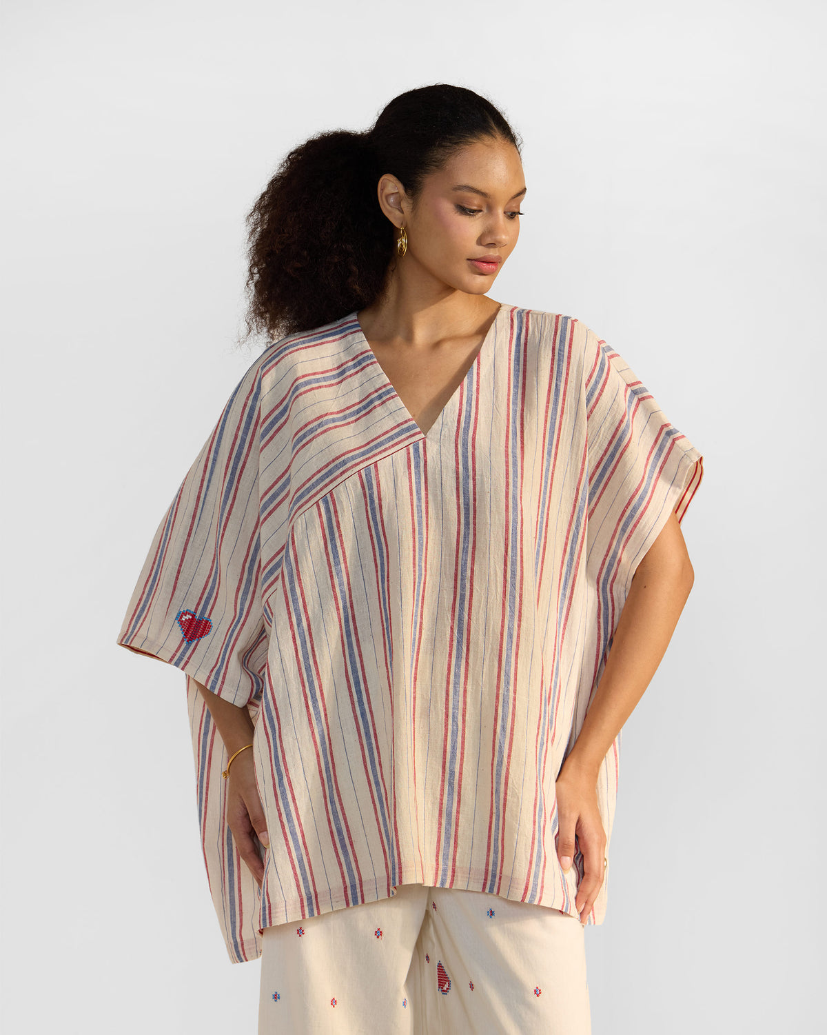 Savi Top - Red & Ivory Stripes