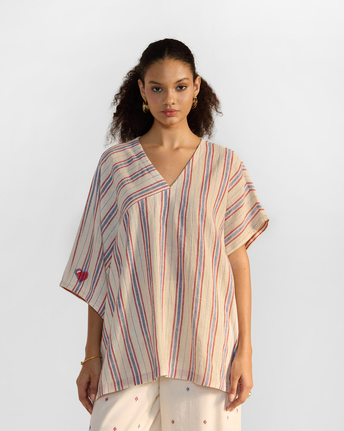 Savi Top - Red & Ivory Stripes