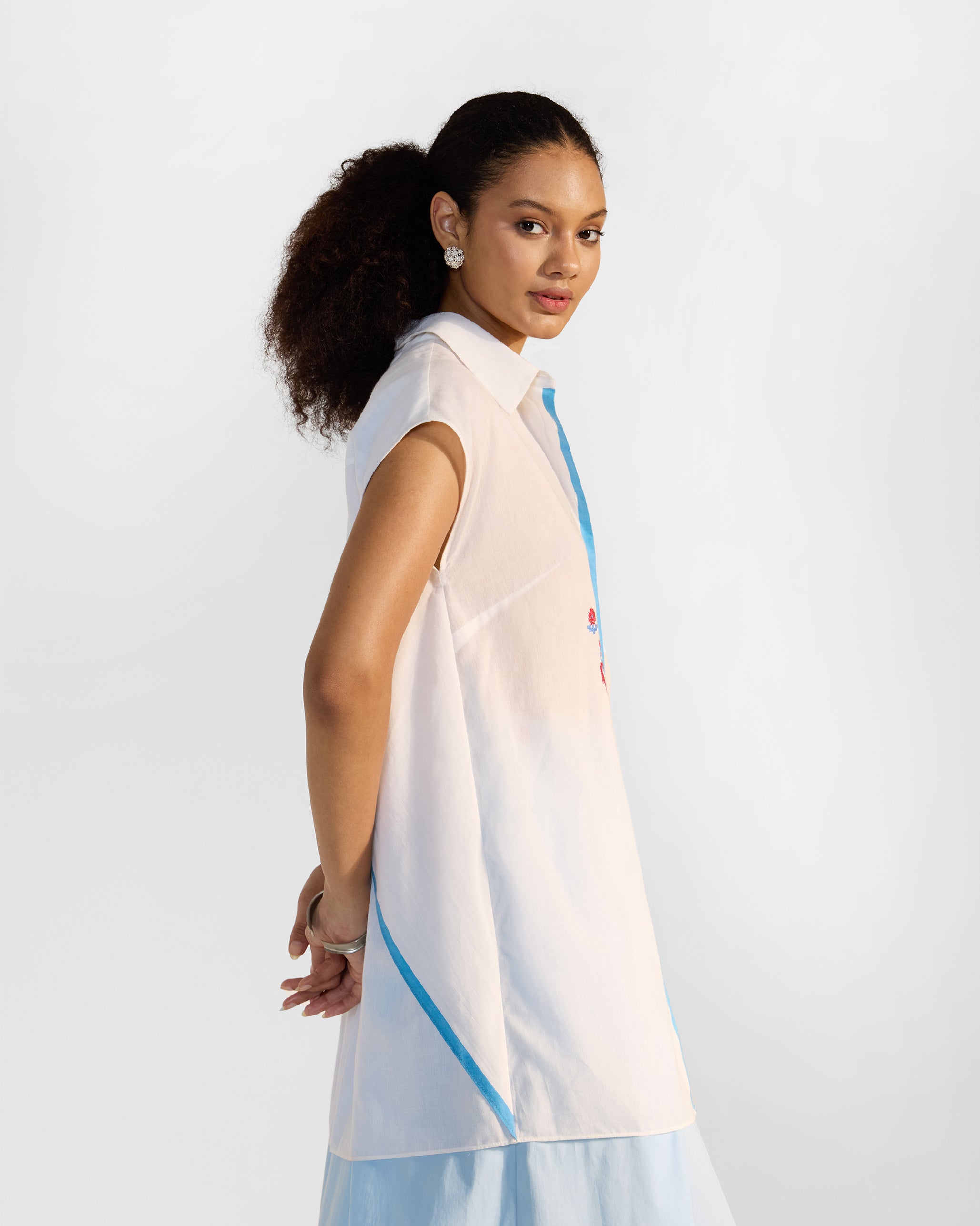 Eira Top - Blue & White