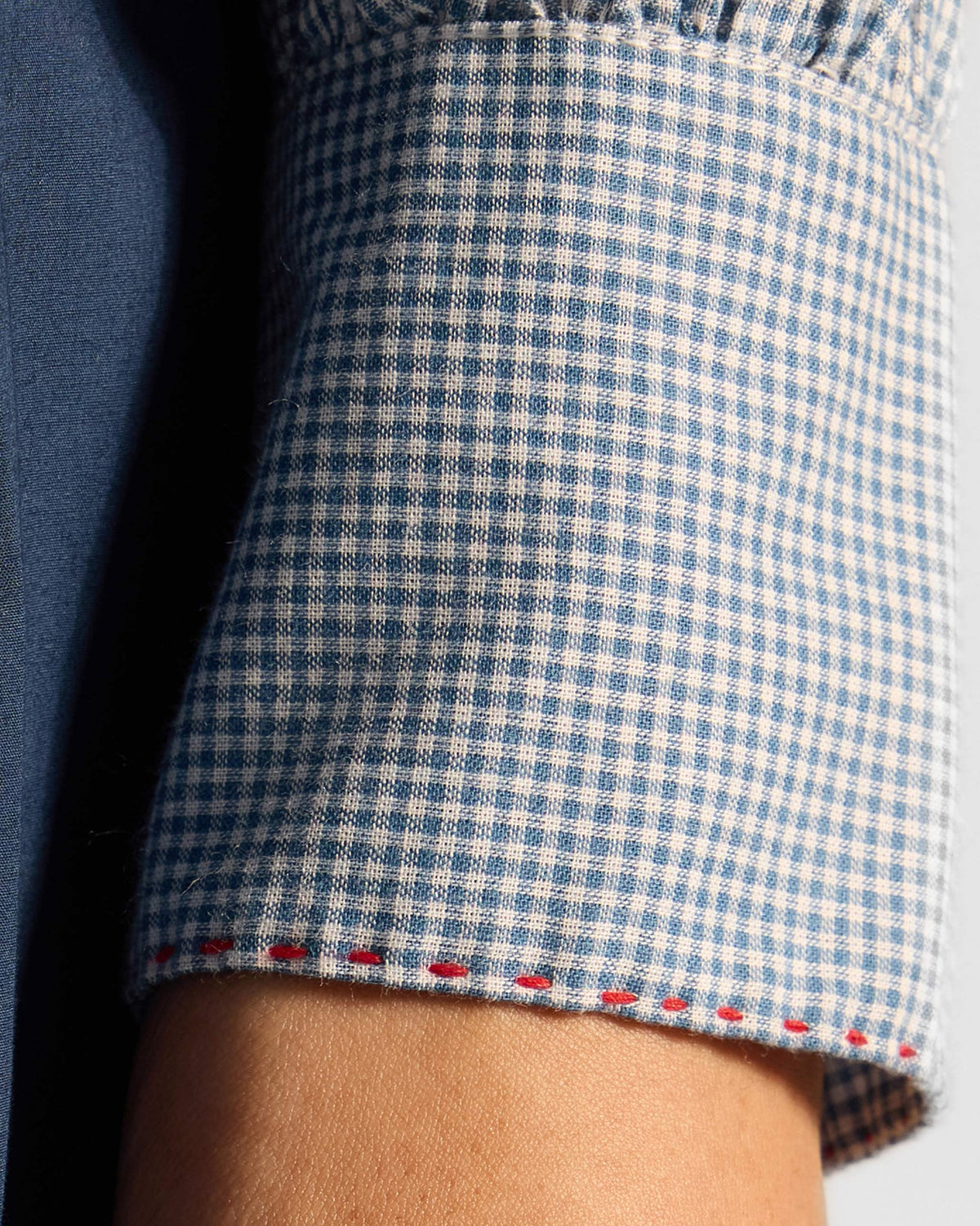 Lona Necktie Top - Blue & White Checks