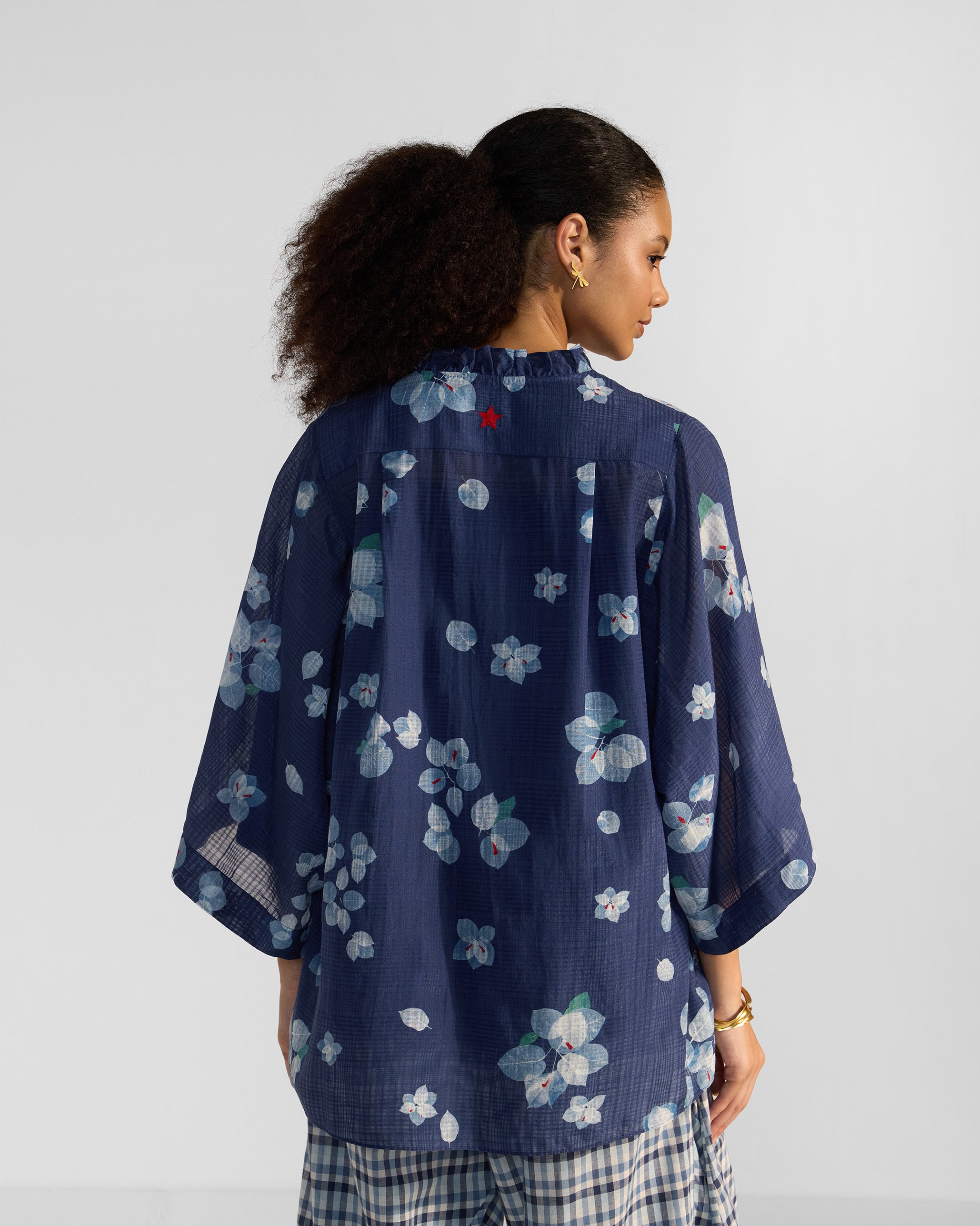 Lina Shirt with Slip - Blue & White Printed