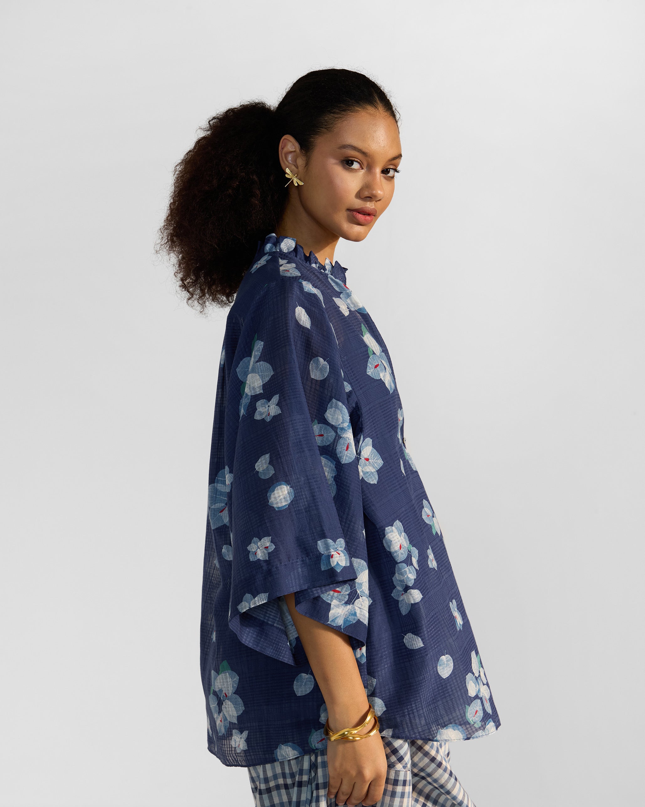 Lina Shirt with Slip - Blue & White Printed