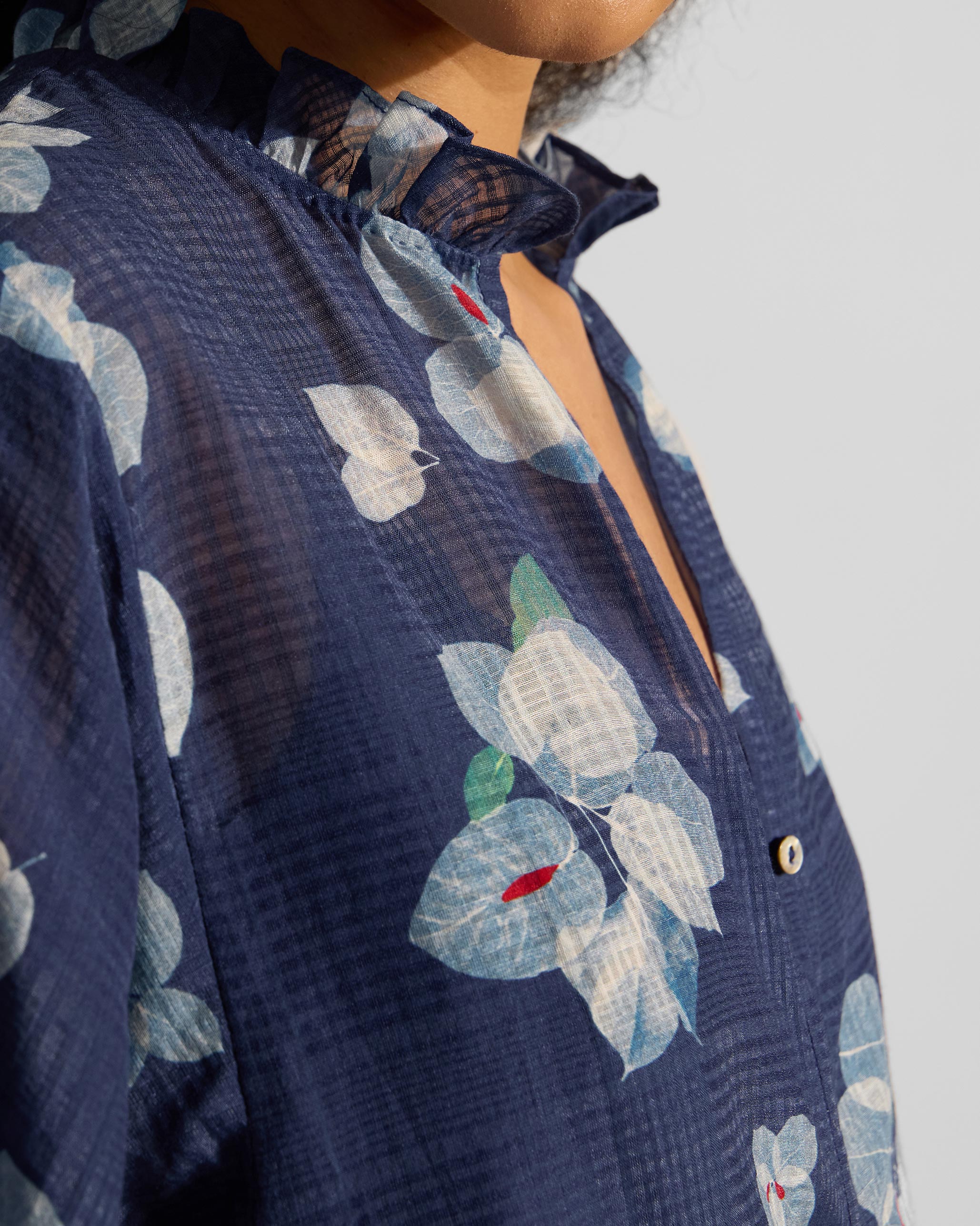 Lina Shirt with Slip - Blue & White Printed