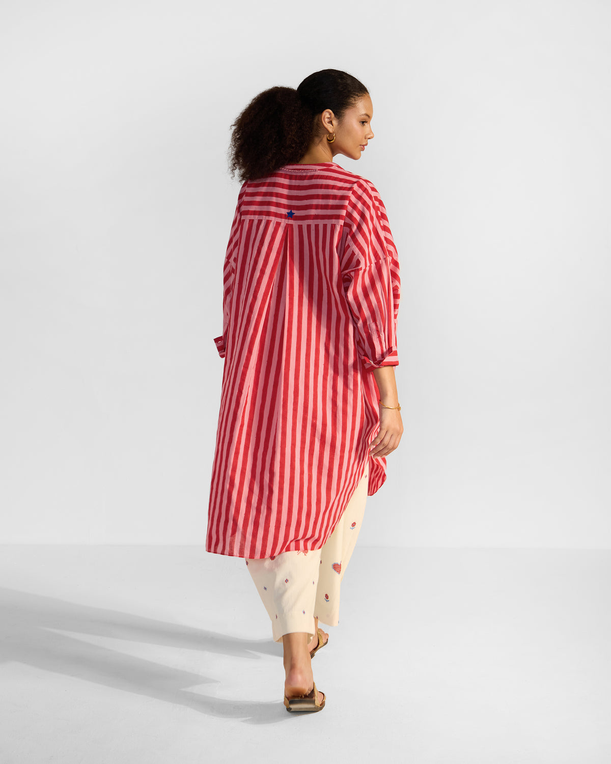 Lazy Sunday Tunic - Red & Salmon Stripes