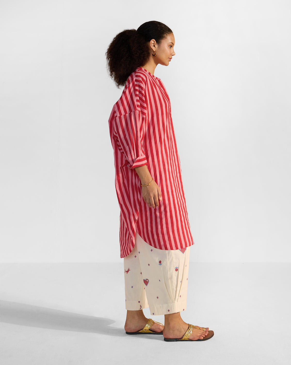 Lazy Sunday Tunic - Red & Salmon Stripes