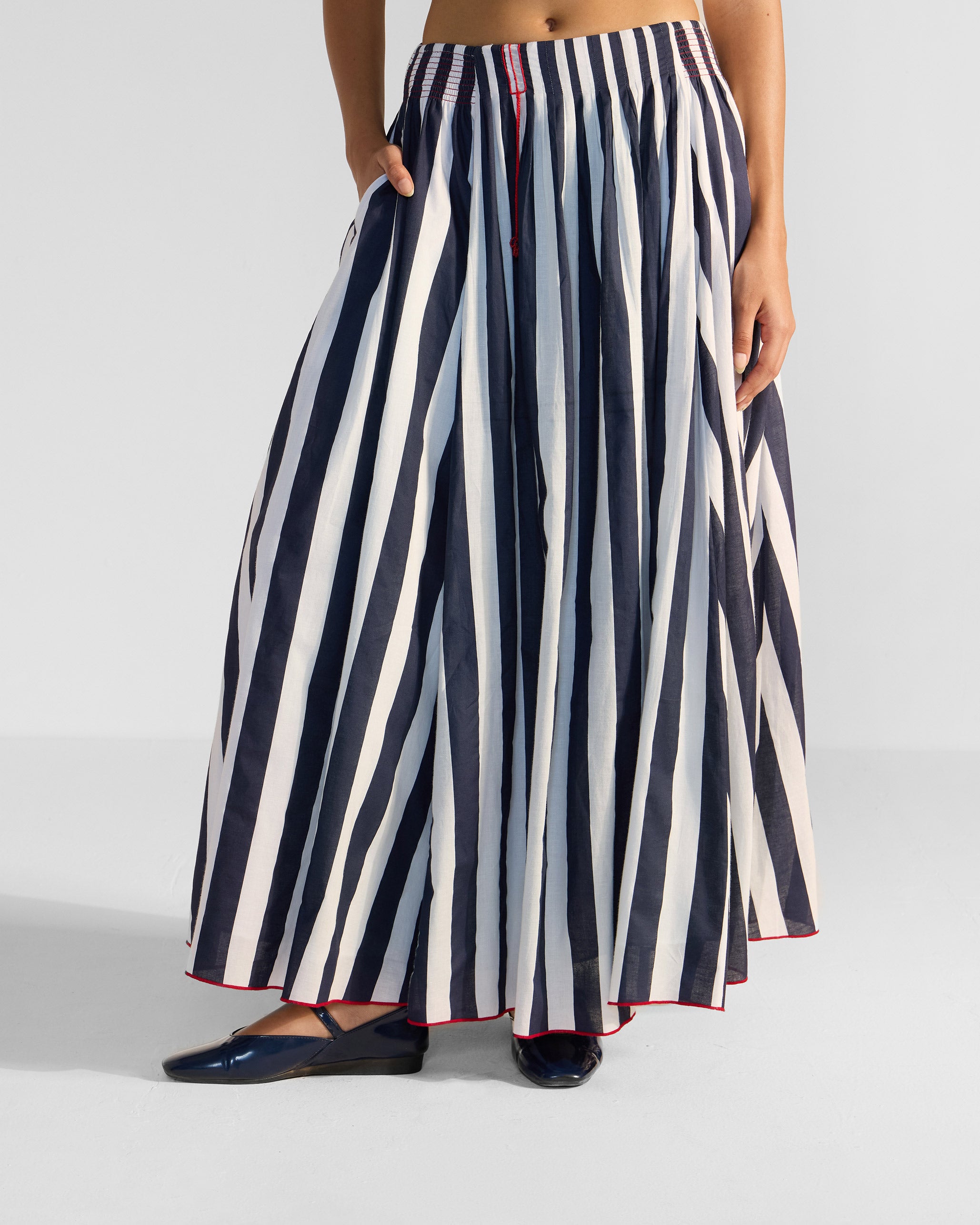 Reyat Skirt- Blue & White Stripes