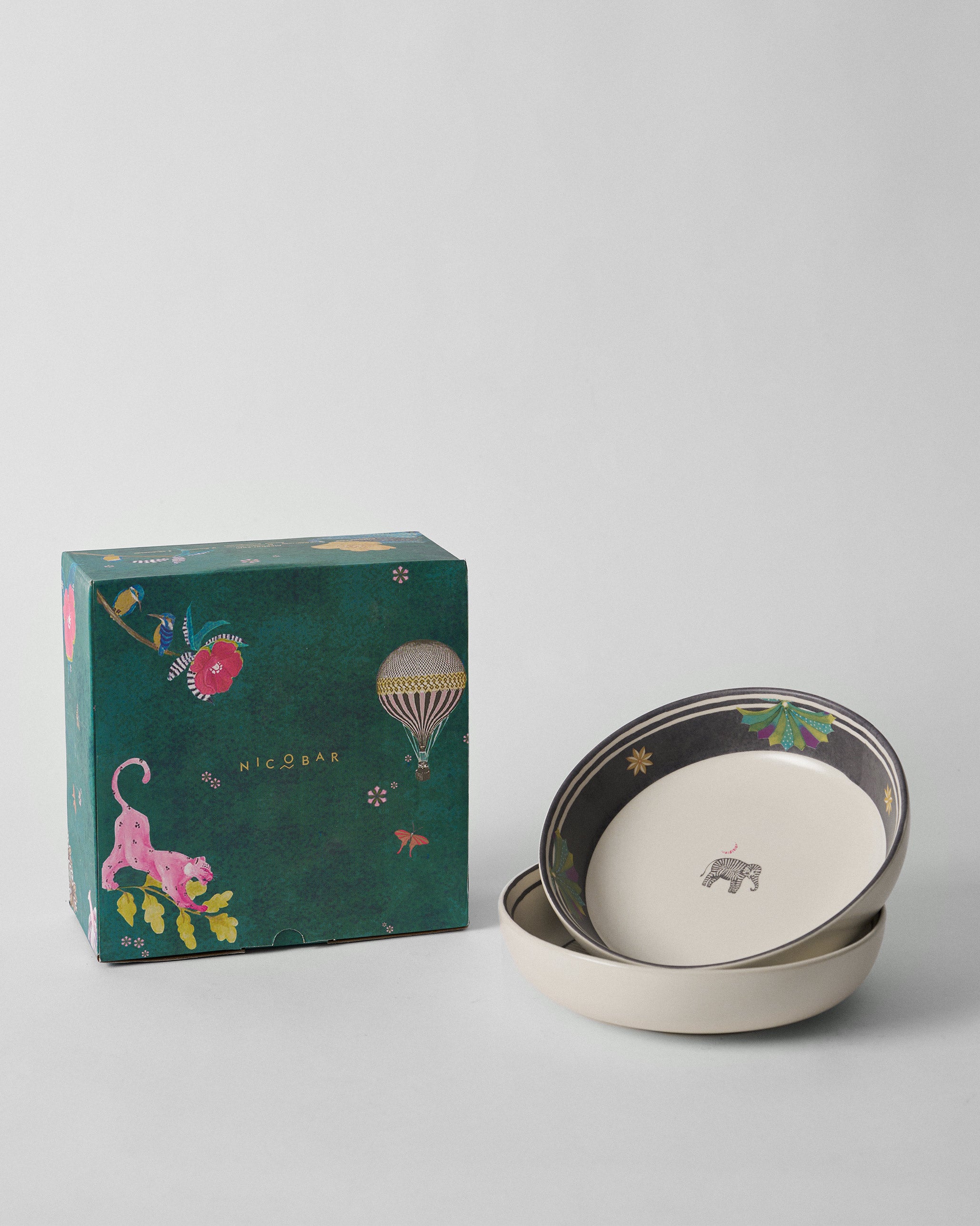 Palm Bloom Shallow Bowl - Set of 2