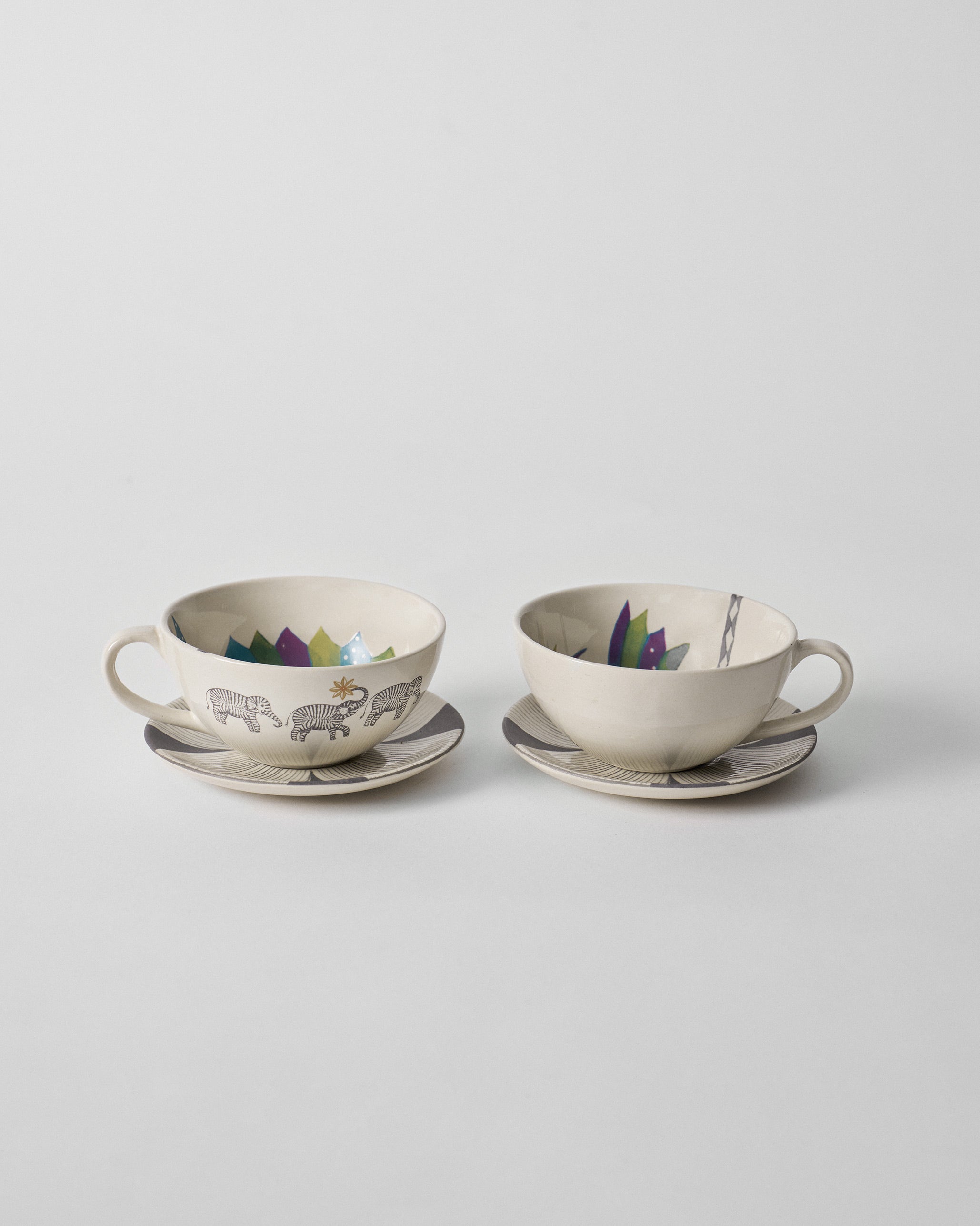 Palm Bloom Coffee Cup with Saucer - Set of 2