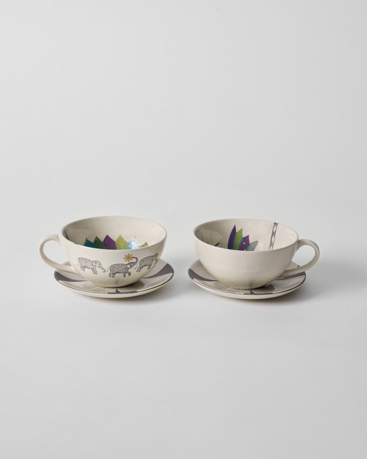 Palm Bloom Coffee Cup with Saucer - Set of 2