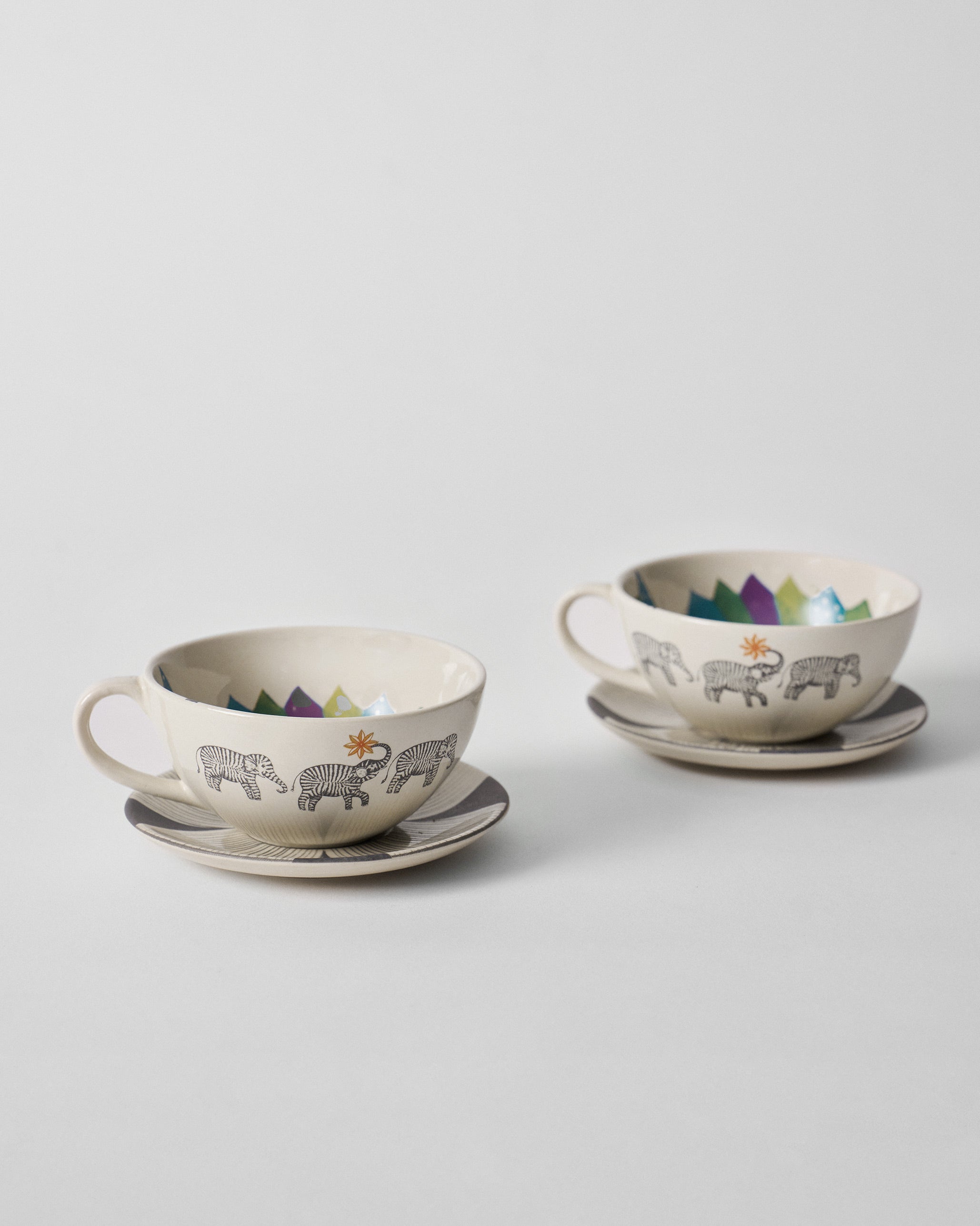 Palm Bloom Coffee Cup with Saucer - Set of 2