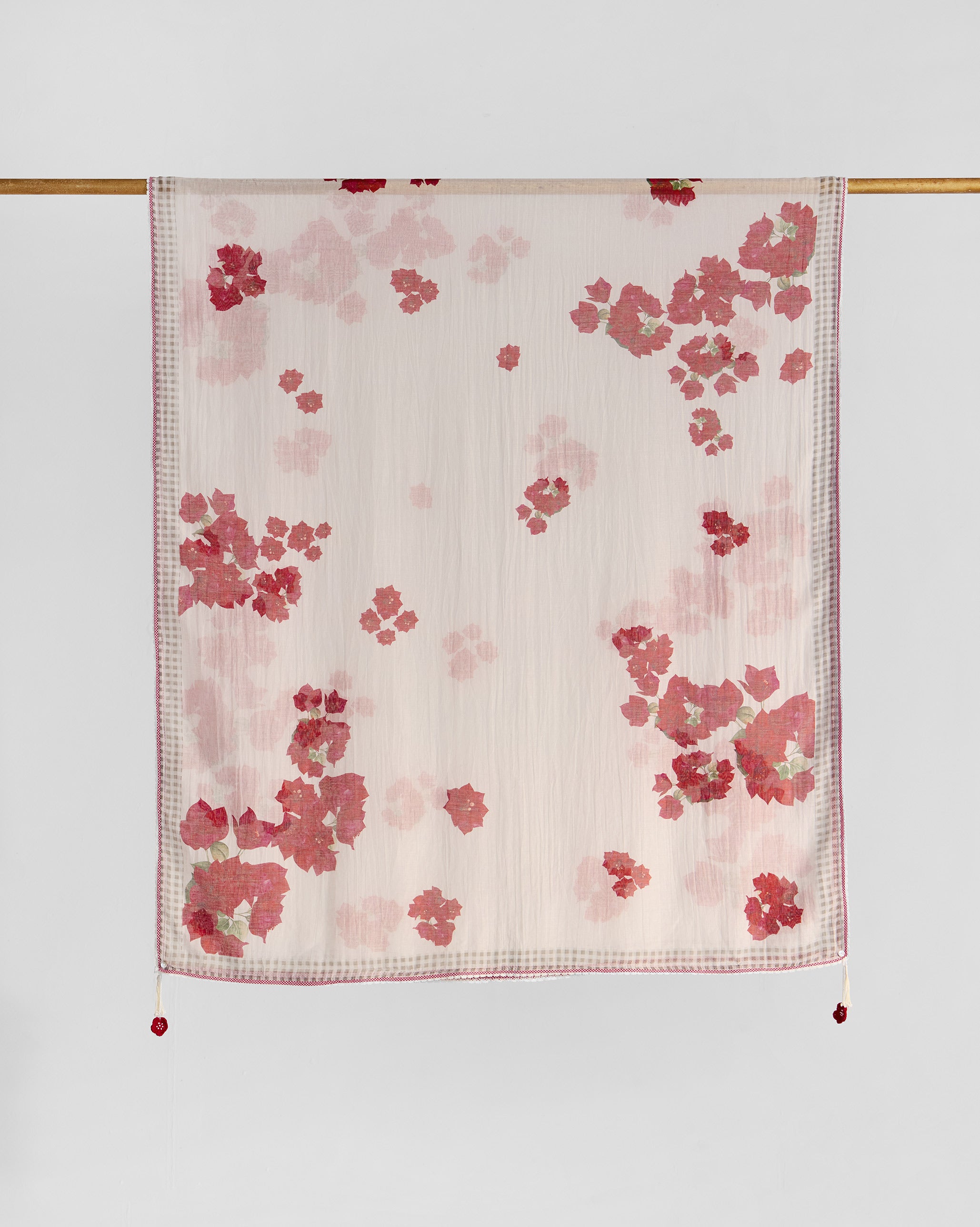 Samya Dupatta - Ivory & Red Printed