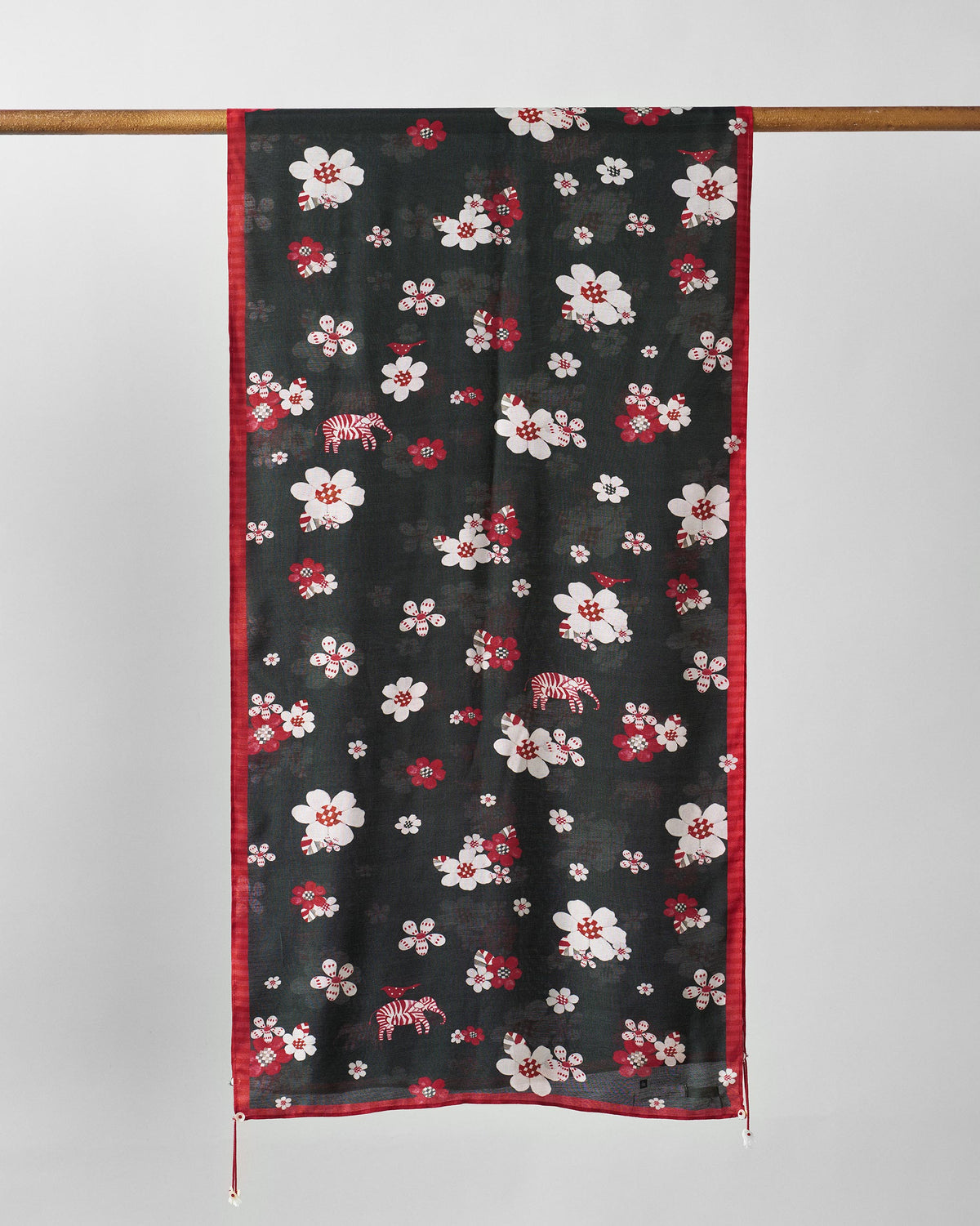Fleur Scarf - Red & Black