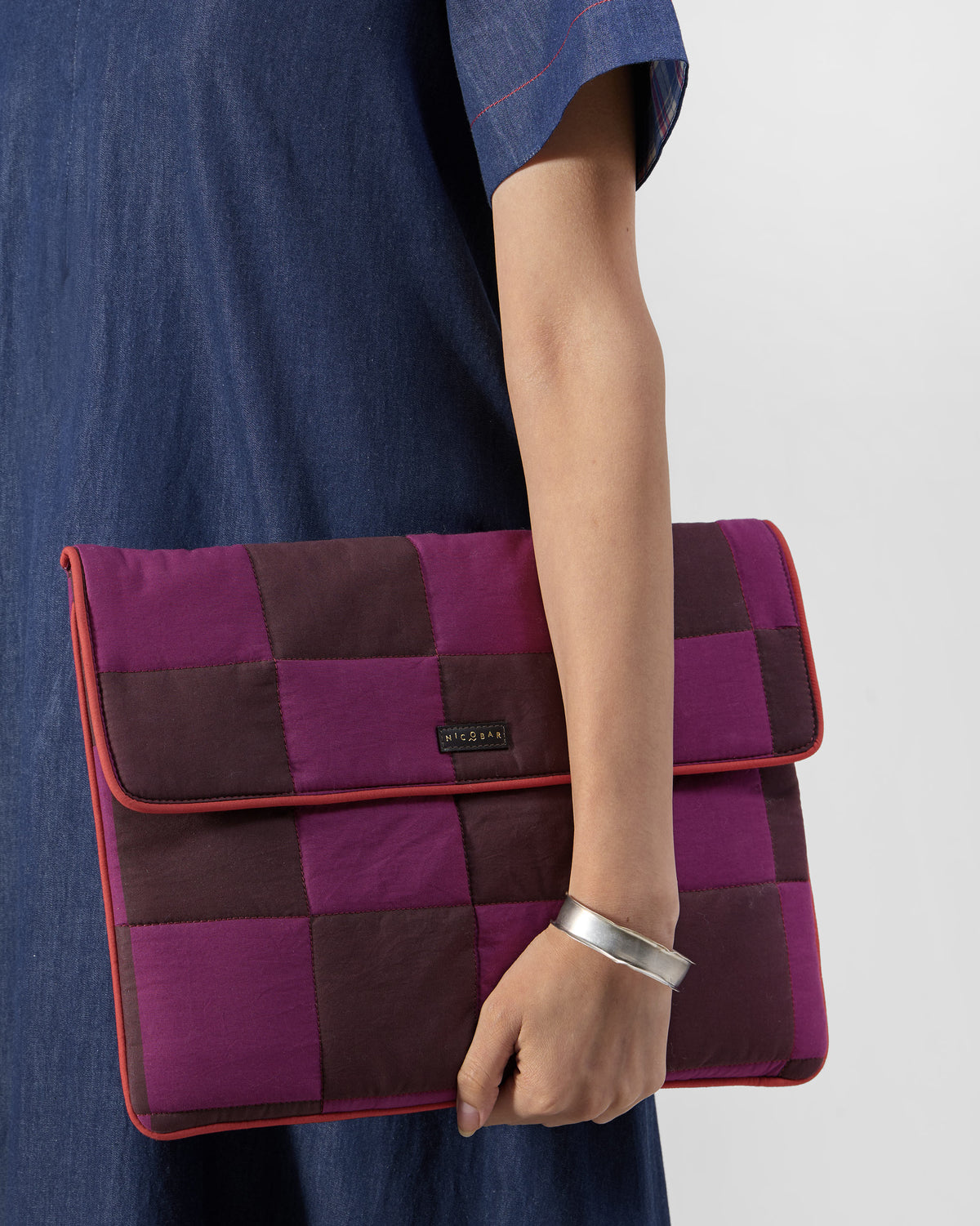 Tiled Laptop Sleeve - Brown & Mulberry