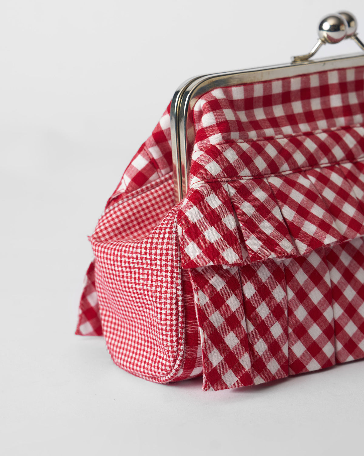 Pleated Muse Clutch - Red & White