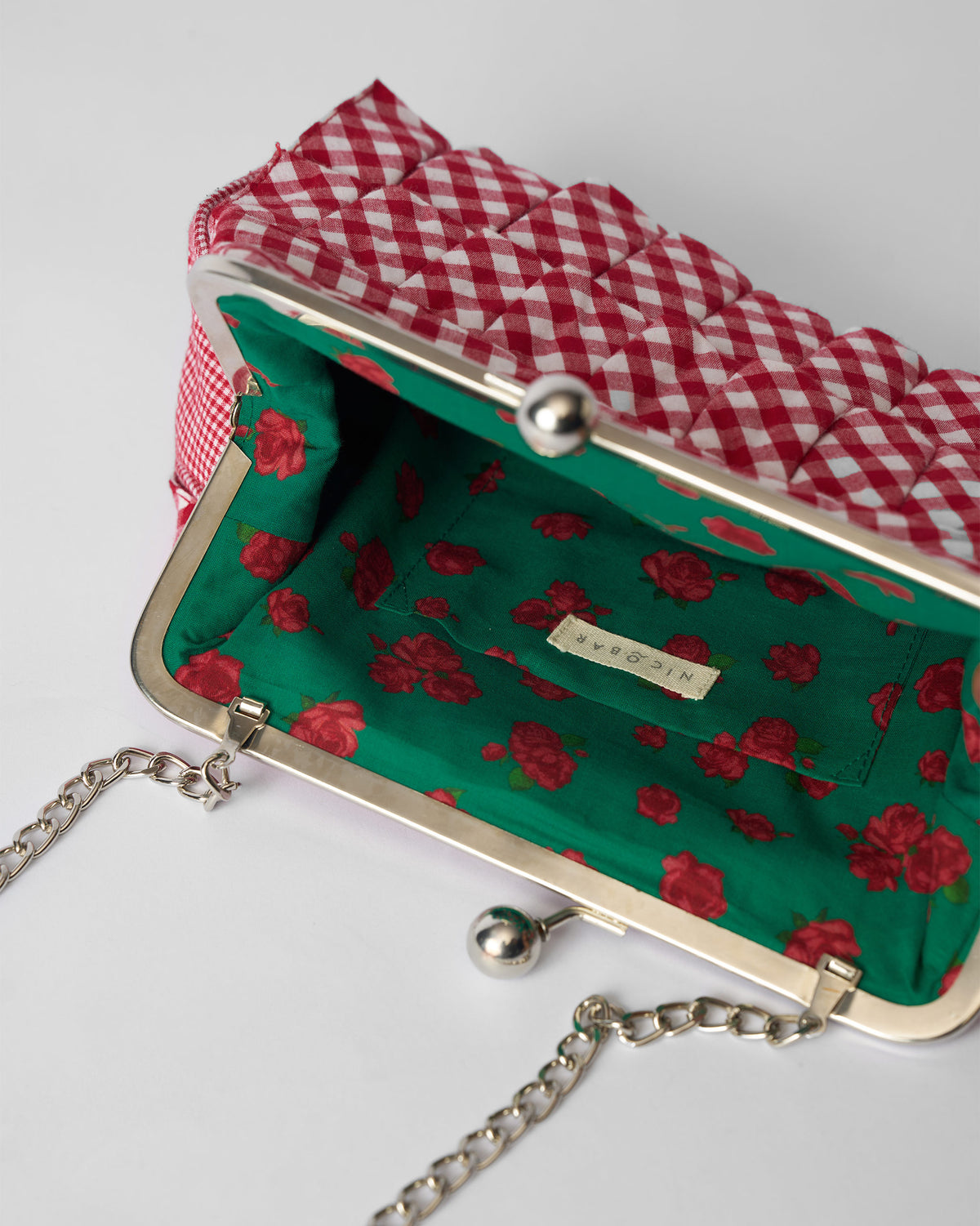 Pleated Muse Clutch - Red & White