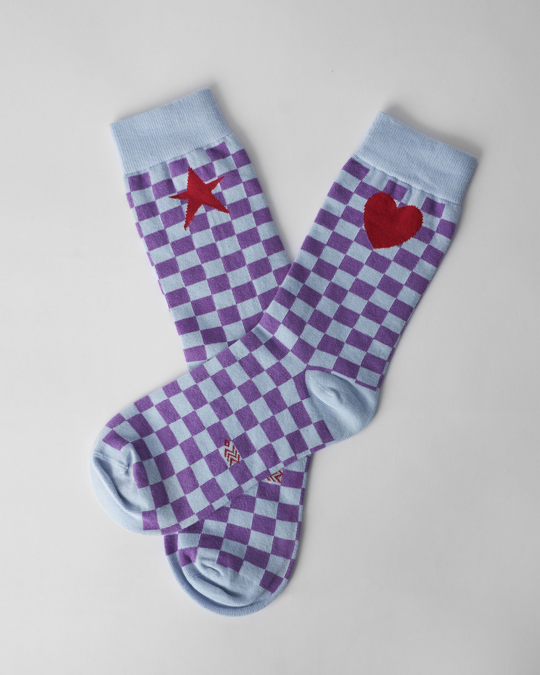Gingham Glow Socks - Ice Blue & Purple