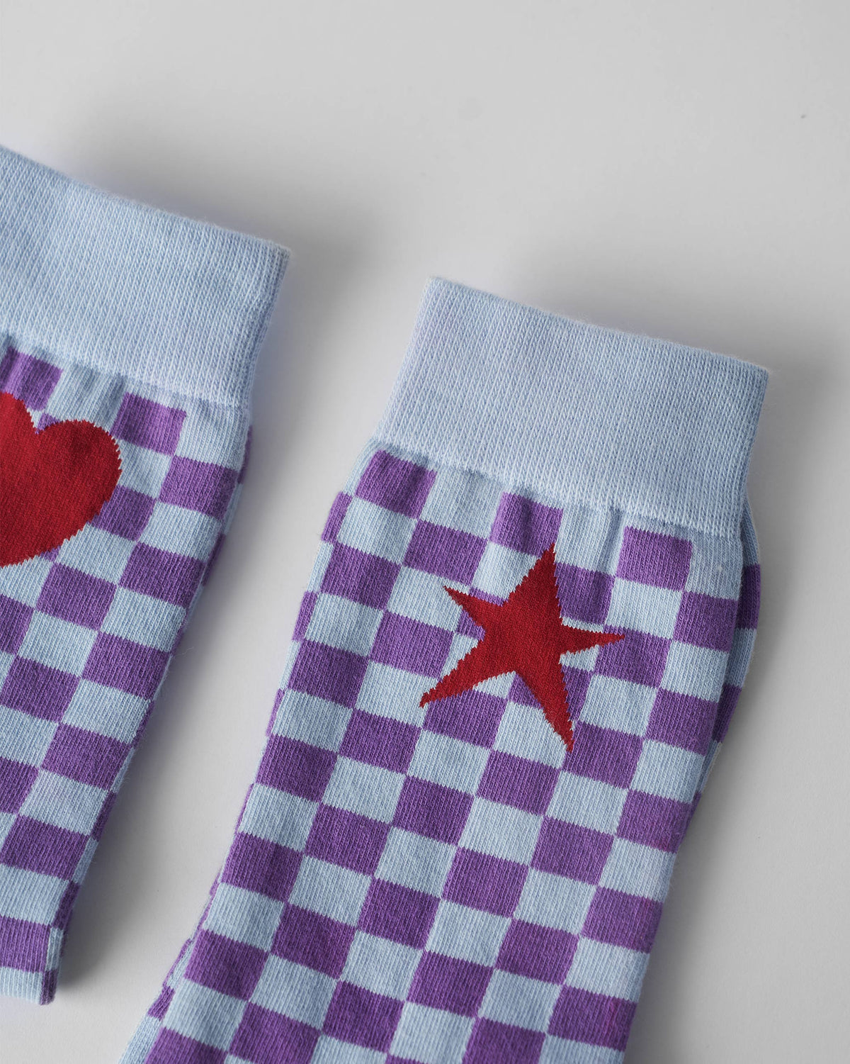 Gingham Glow Socks - Ice Blue & Purple