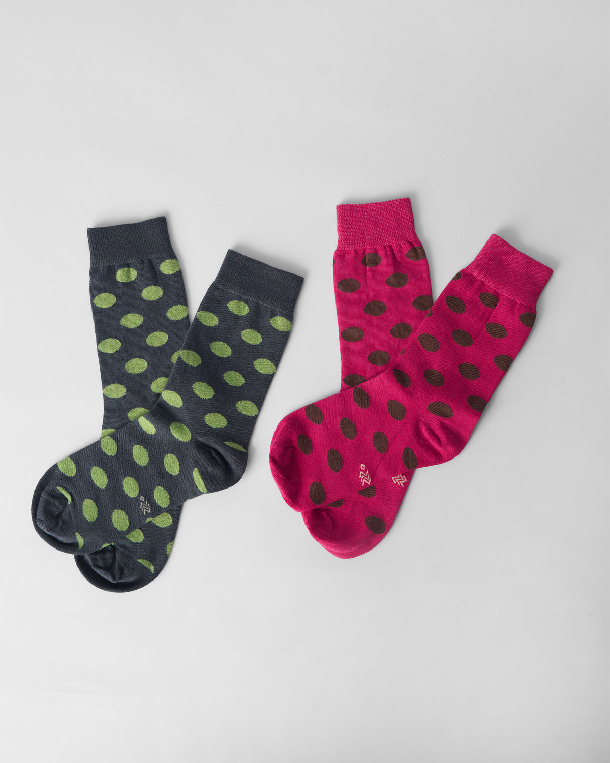 Polka Love Socks (Set of 2) - Fuschia & Charcoal