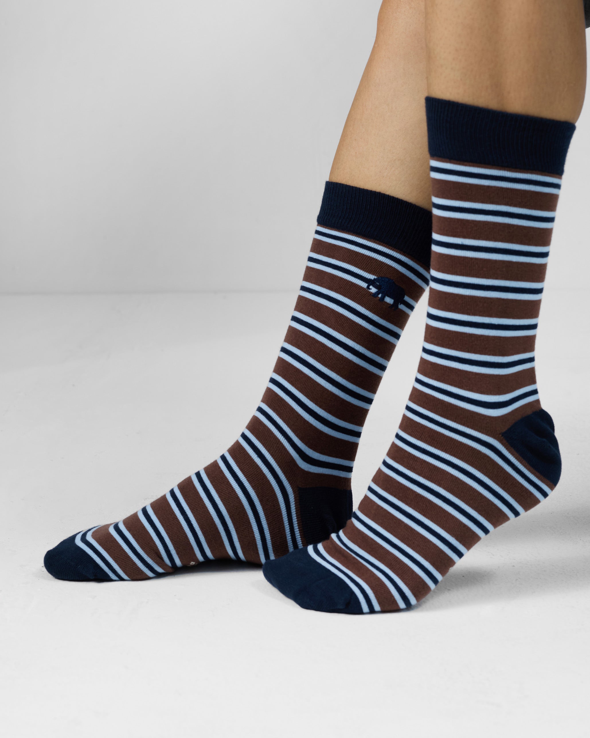 Stripey Socks (Set Of 2) - Mulberry & Brown