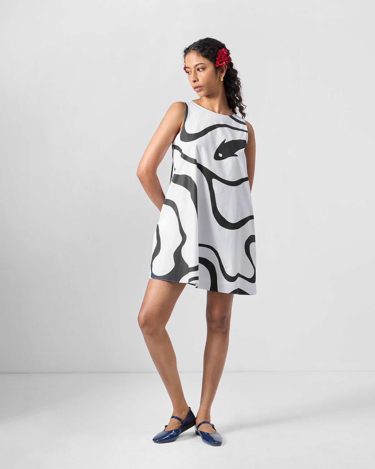 Short Racerback Dress - Black Printed