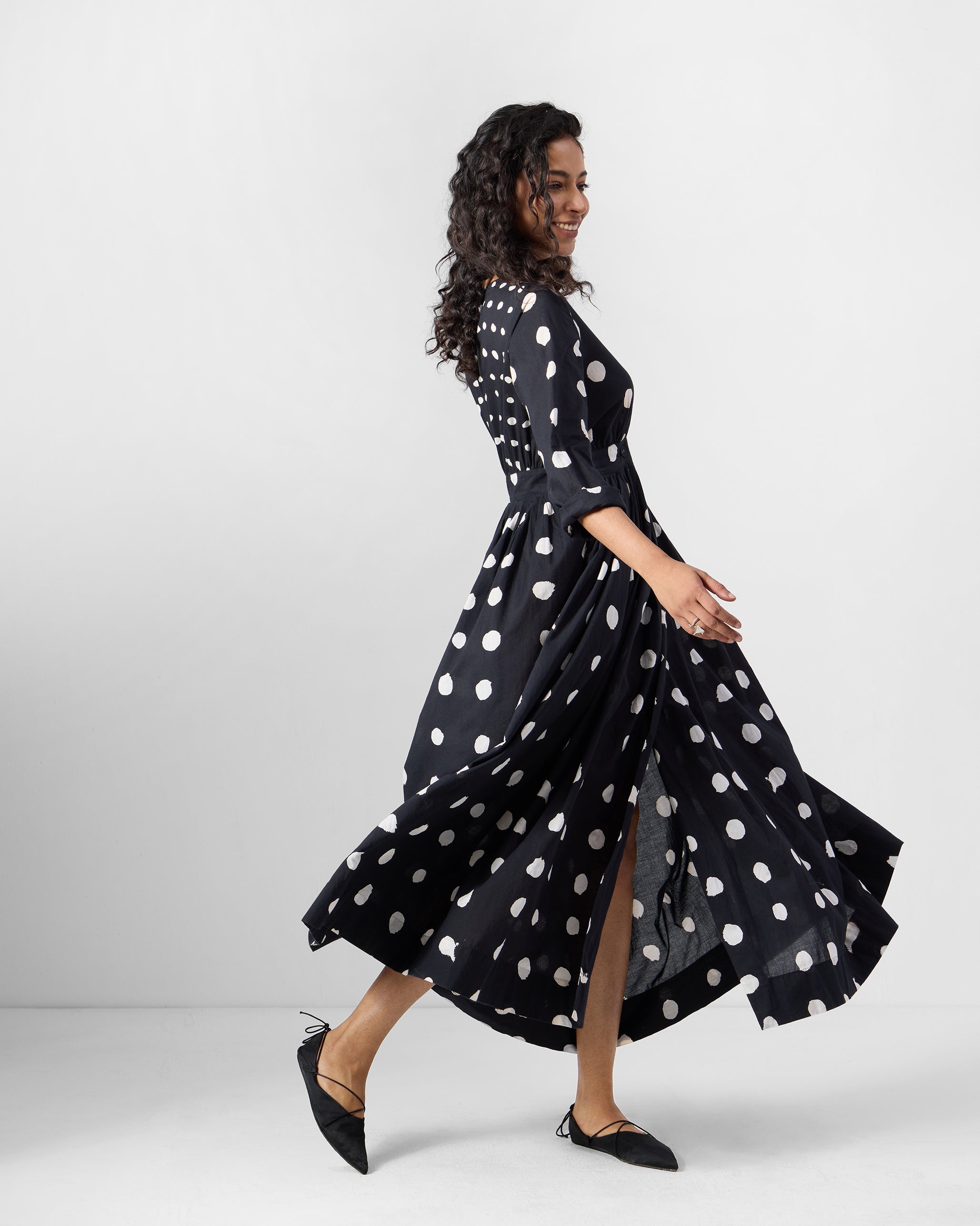 Nico Dress - Black & Ivory Printed