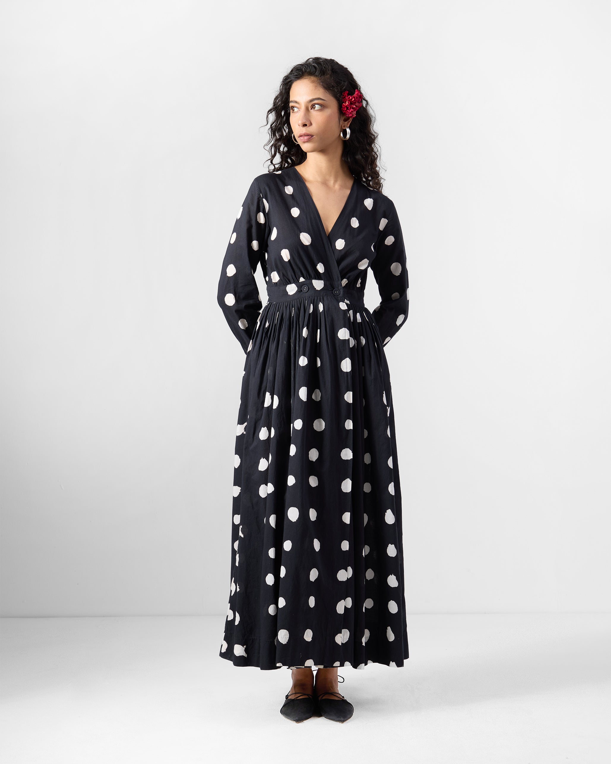 Nico Dress - Black & Ivory Printed