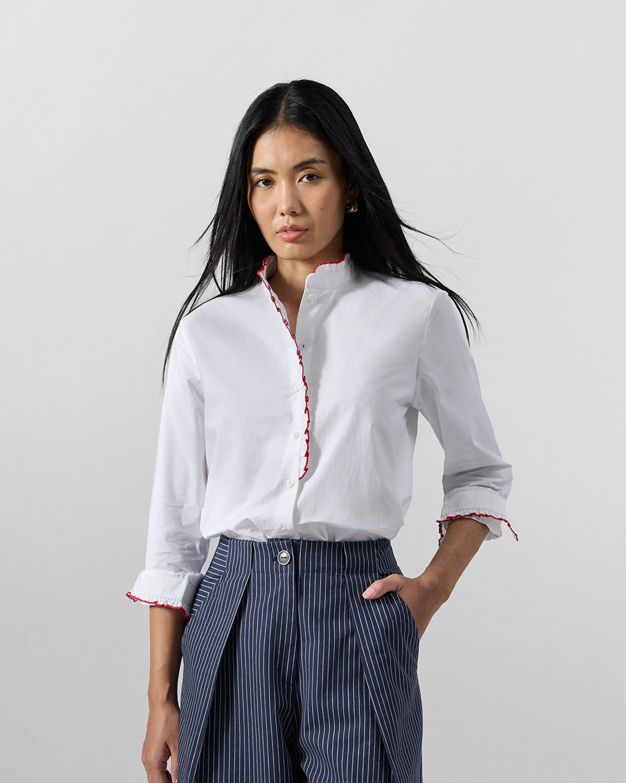 Sora Ruffle Shirt - 100% Cotton Regular Fit
