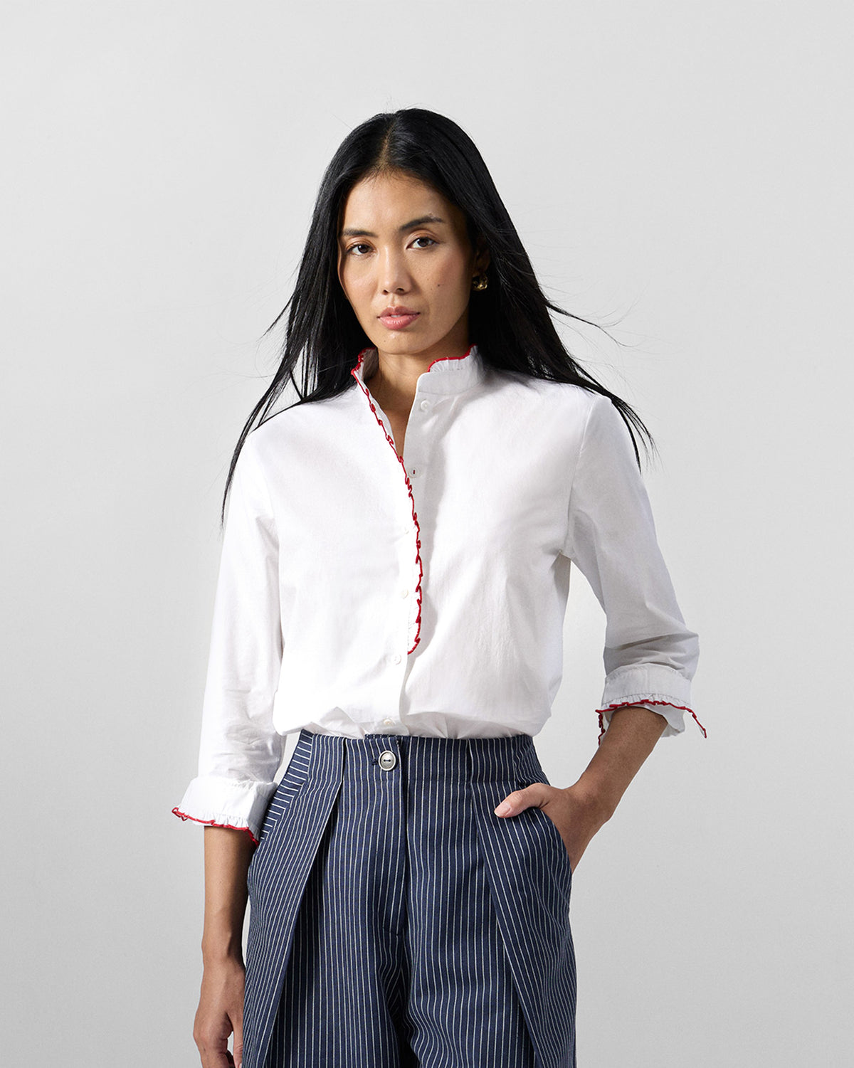 Sora Ruffle Shirt - 100% Cotton Regular Fit