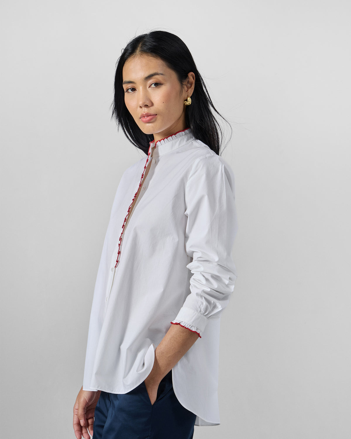 Sora Ruffle Shirt - 100% Cotton Regular Fit