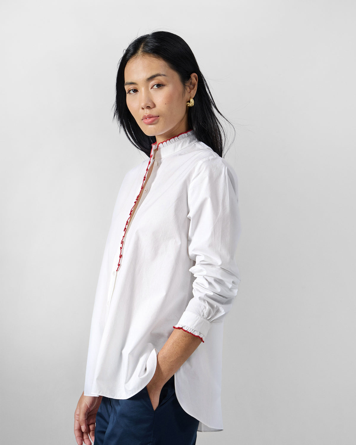 Sora Ruffle Shirt - 100% Cotton Regular Fit