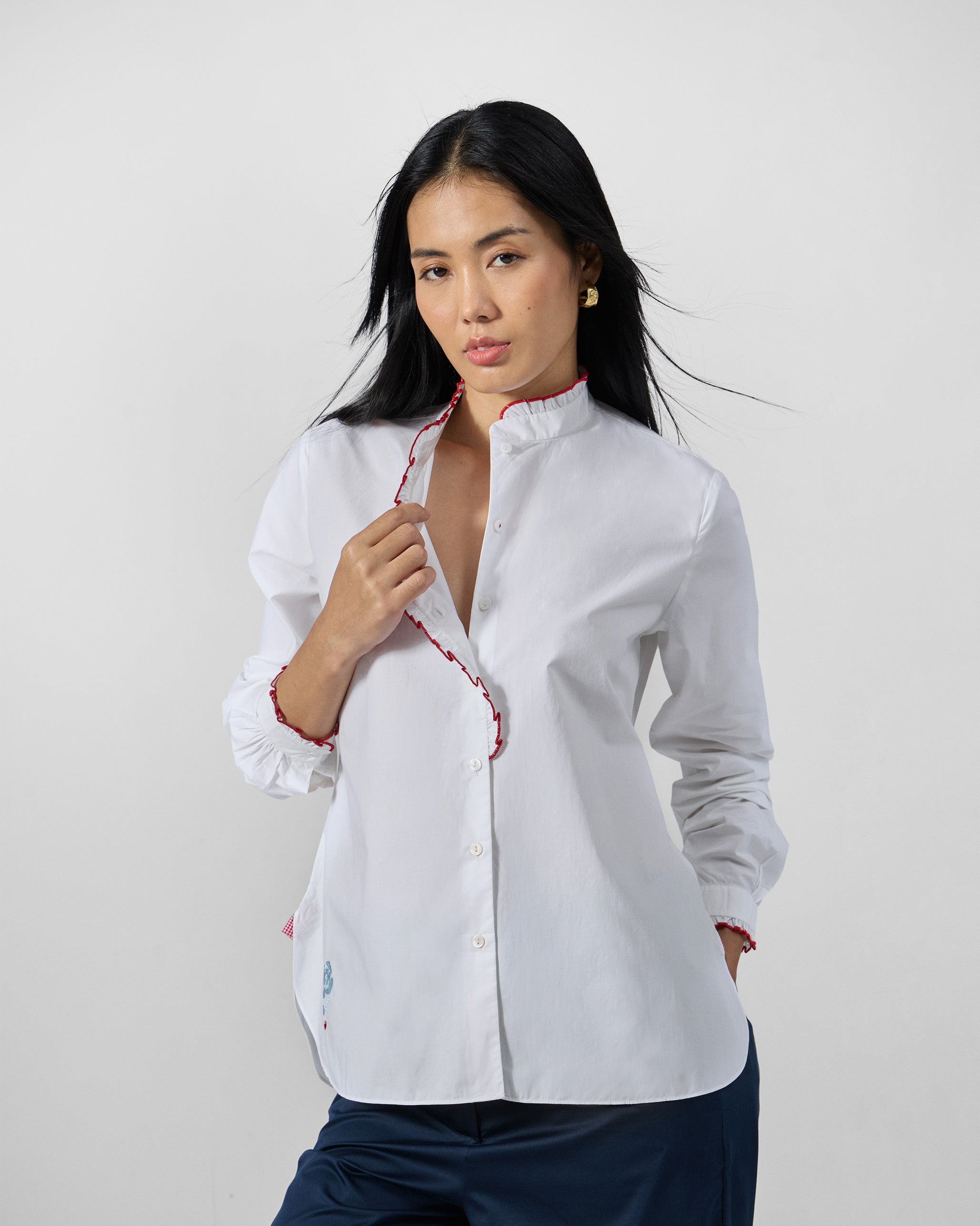 Sora Ruffle Shirt - 100% Cotton Regular Fit