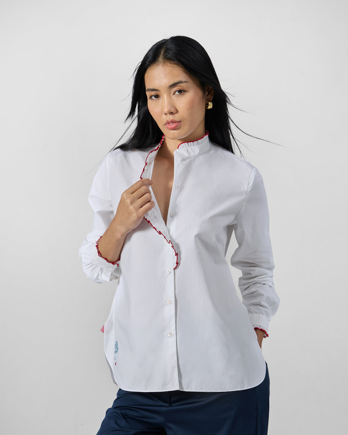 Sora Ruffle Shirt - 100% Cotton Regular Fit