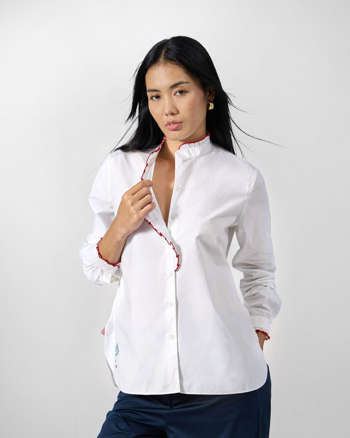Sora Ruffle Shirt - 100% Cotton Regular Fit