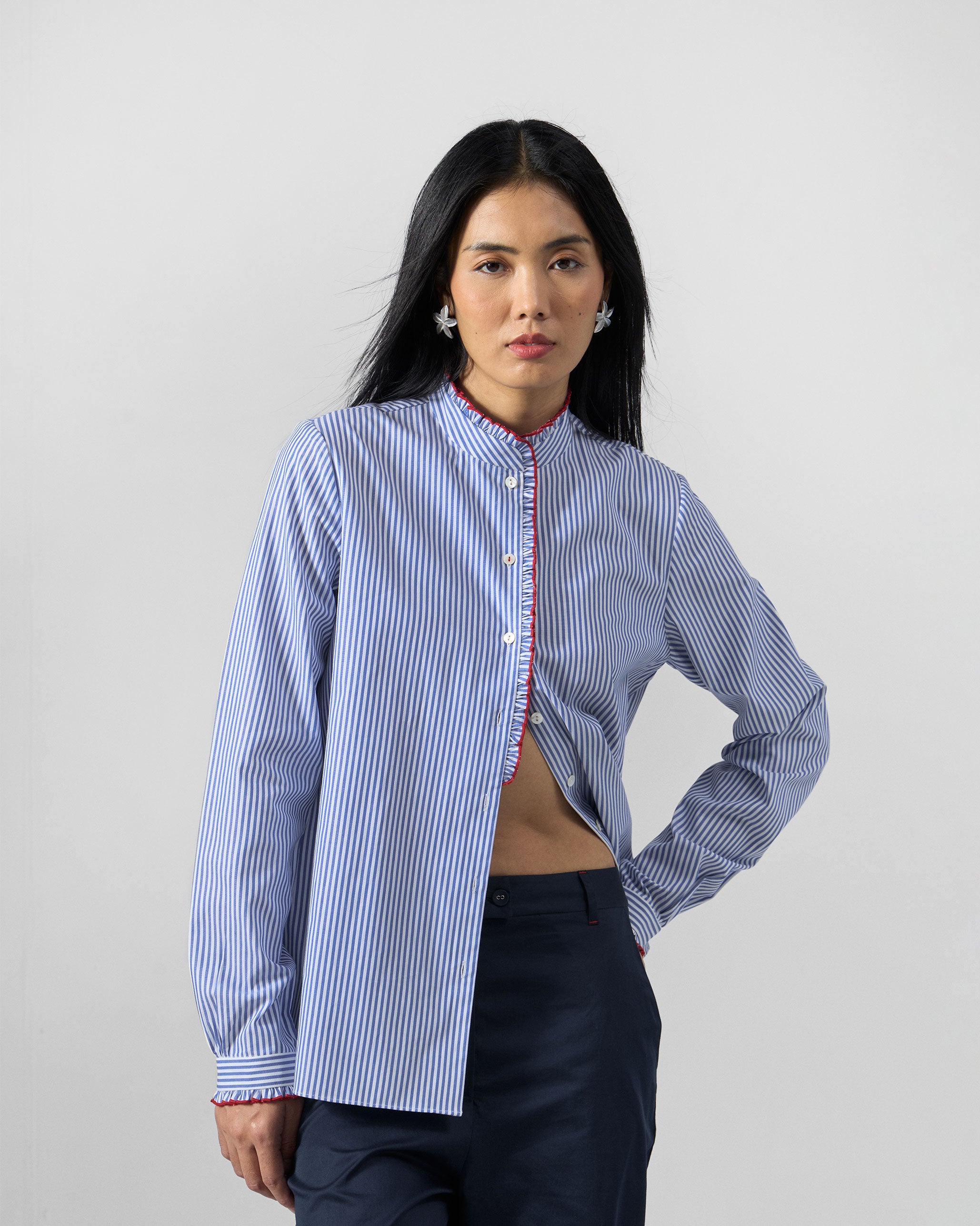 Sora Ruffle Shirt - 100% Cotton Regular Fit