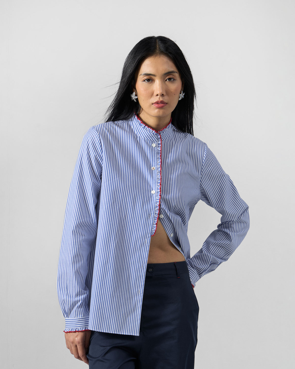 Sora Ruffle Shirt - 100% Cotton Regular Fit