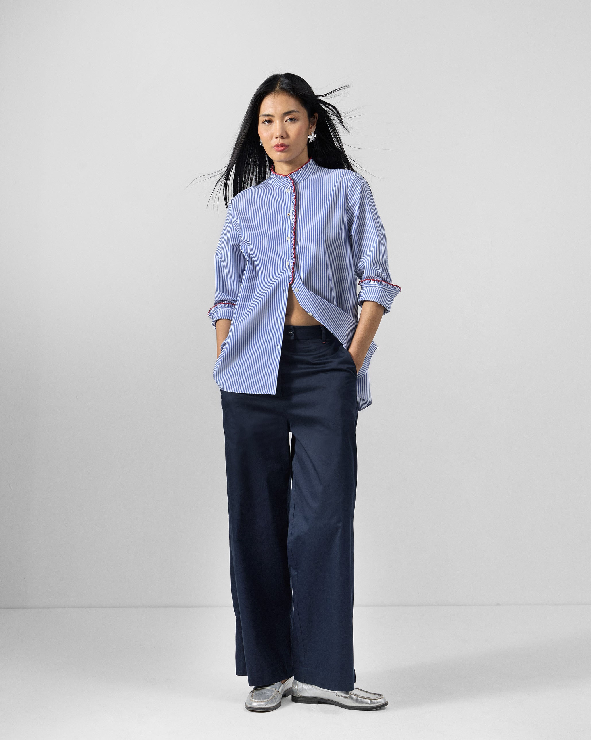 Sora Ruffle Shirt - 100% Cotton Regular Fit