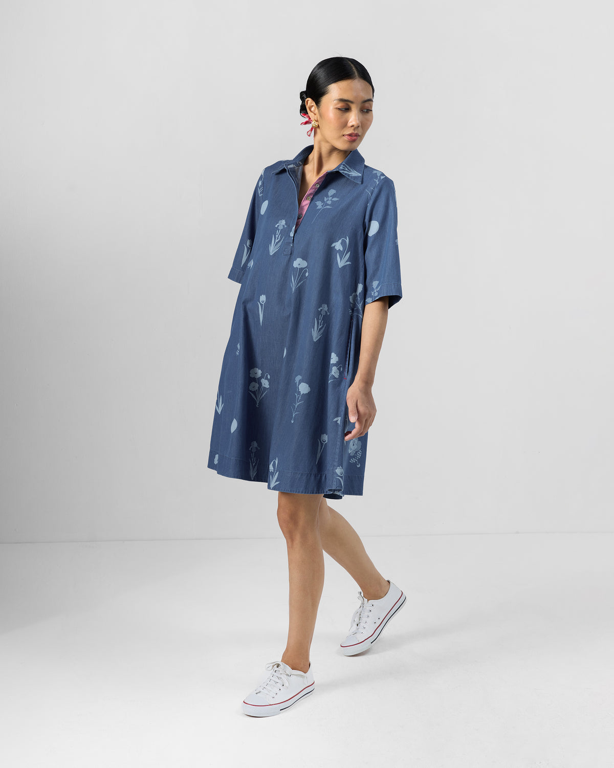 Happy Heart Dress - 100% Cotton Denim A-Line Fit